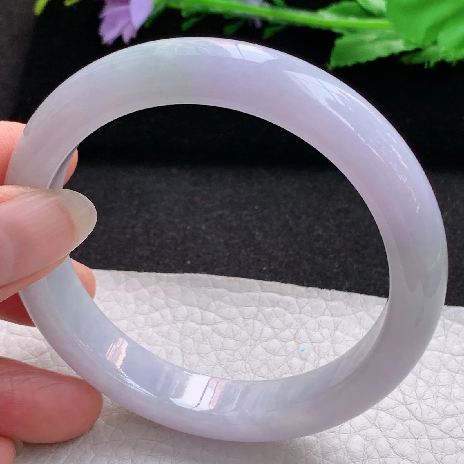 ay实拍59*12.5*8.5平安镯 缅甸翡翠a货玉手镯淡春带彩宽边玉手环