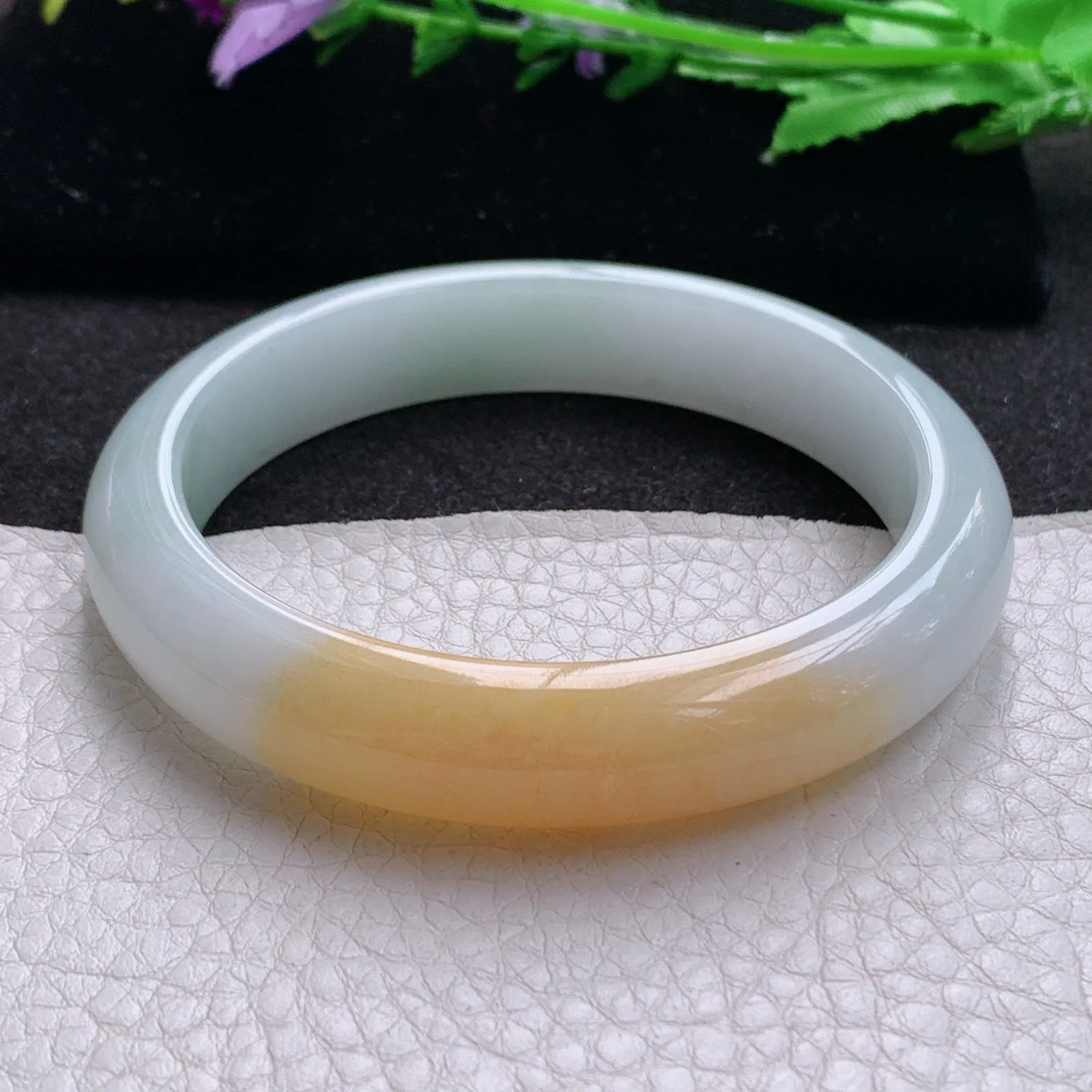 nr实拍58*12*8平安镯 缅甸翡翠a货玉手镯双彩宽边玉手环