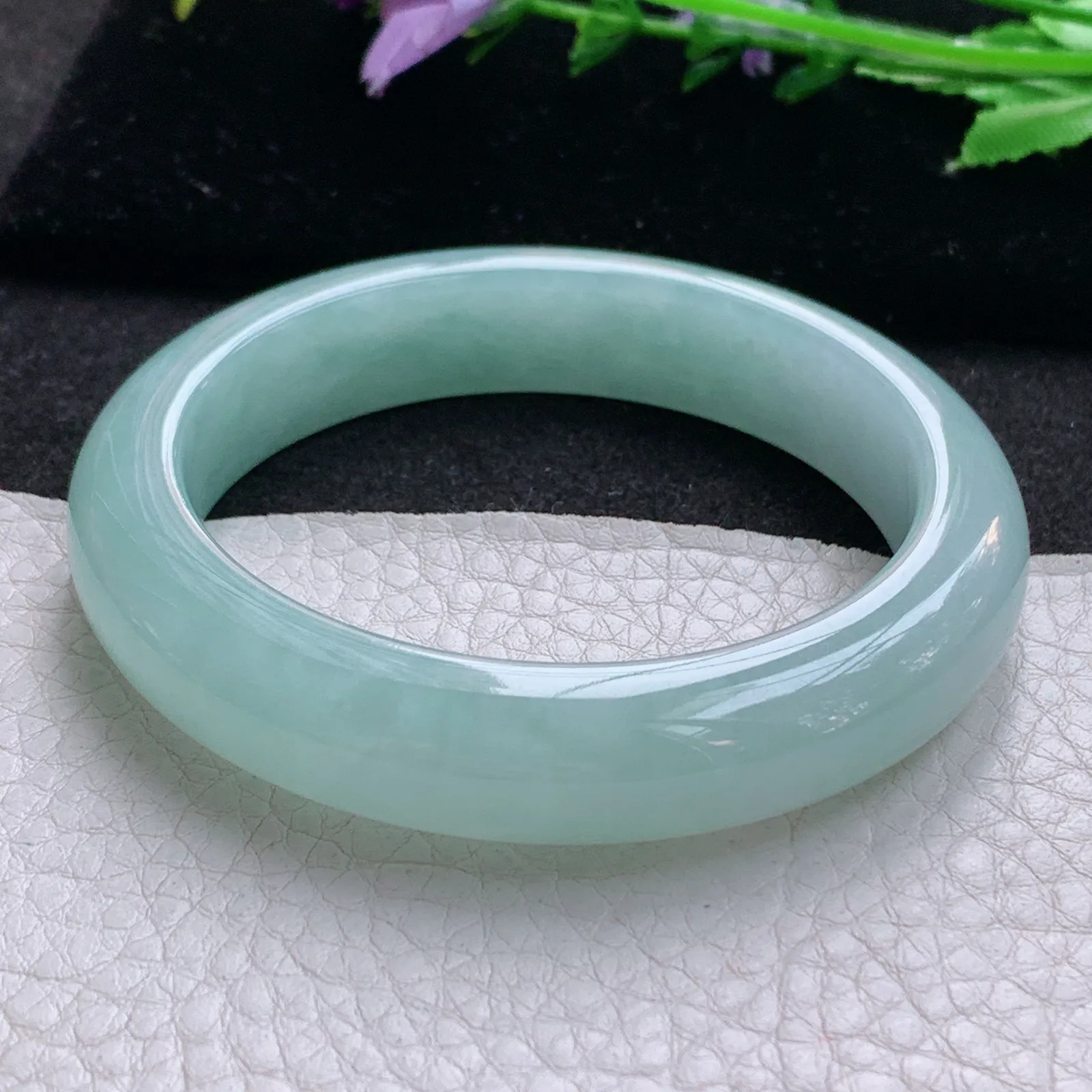 hf实拍55*12.3*8.8平安镯 缅甸翡翠a货玉手镯冰晴宽边玉手环