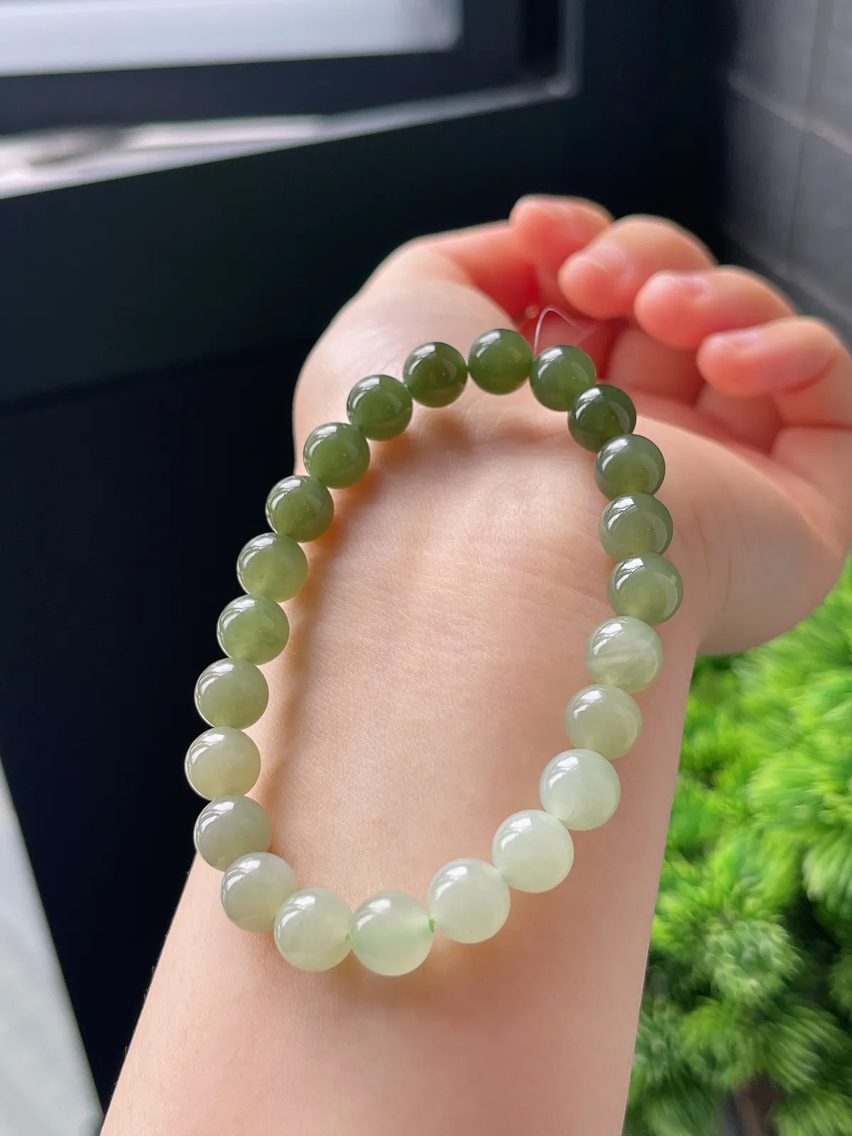 和田玉晴水渐变手串8mm