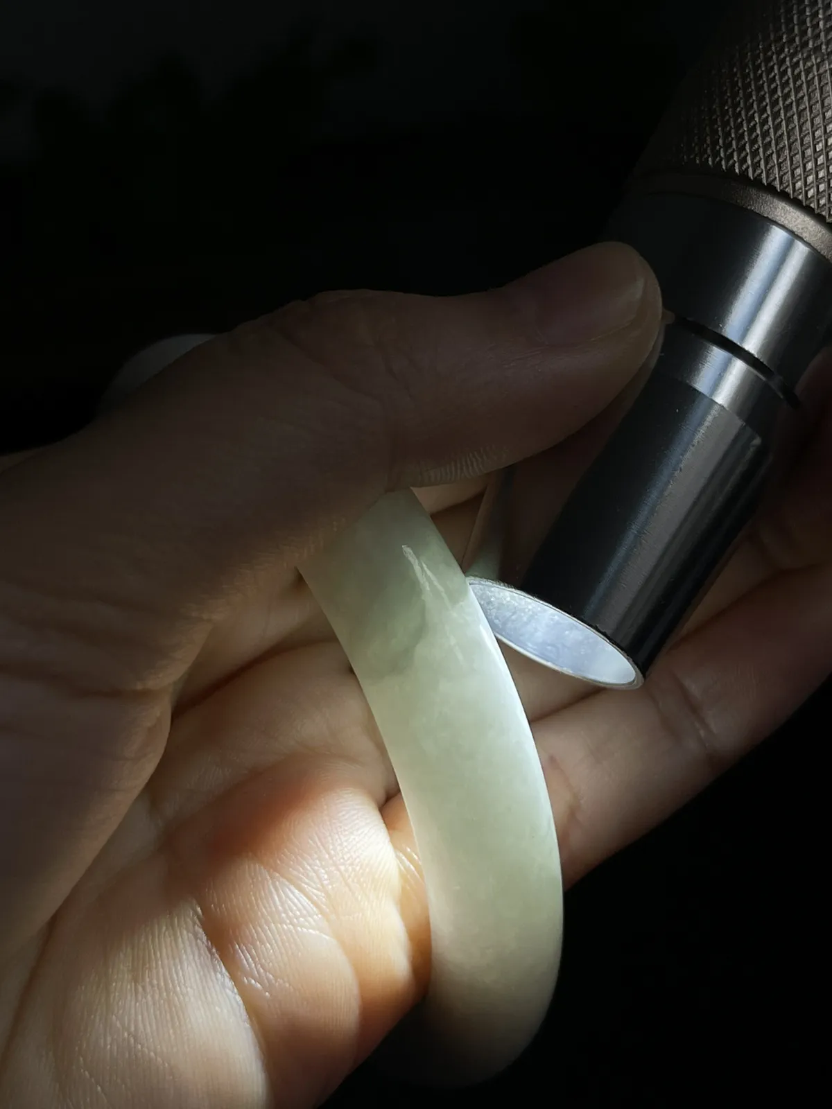 正圈57.5圈口，冰糯种白月光翡翠手镯