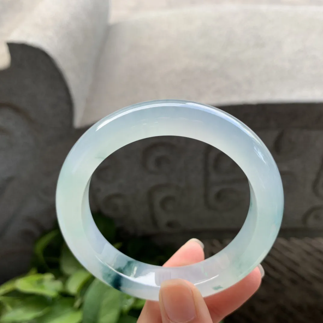 圈口 57.4-12.7-9.8【高冰飘花正圈手镯】正圈57 58可戴