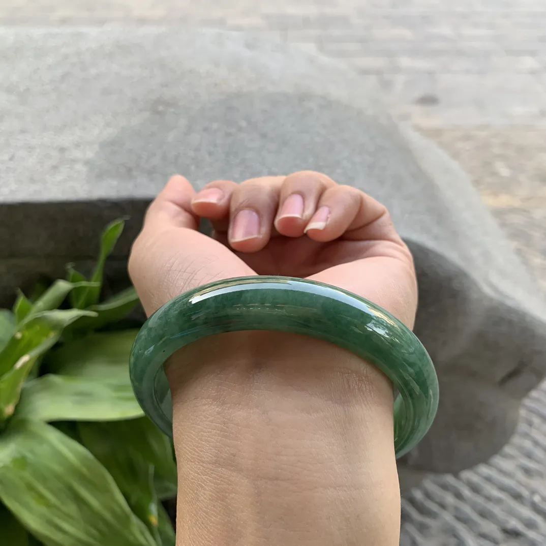 大圈口 62.3-13-8.3【油绿正圈手镯】正圈62 63可戴