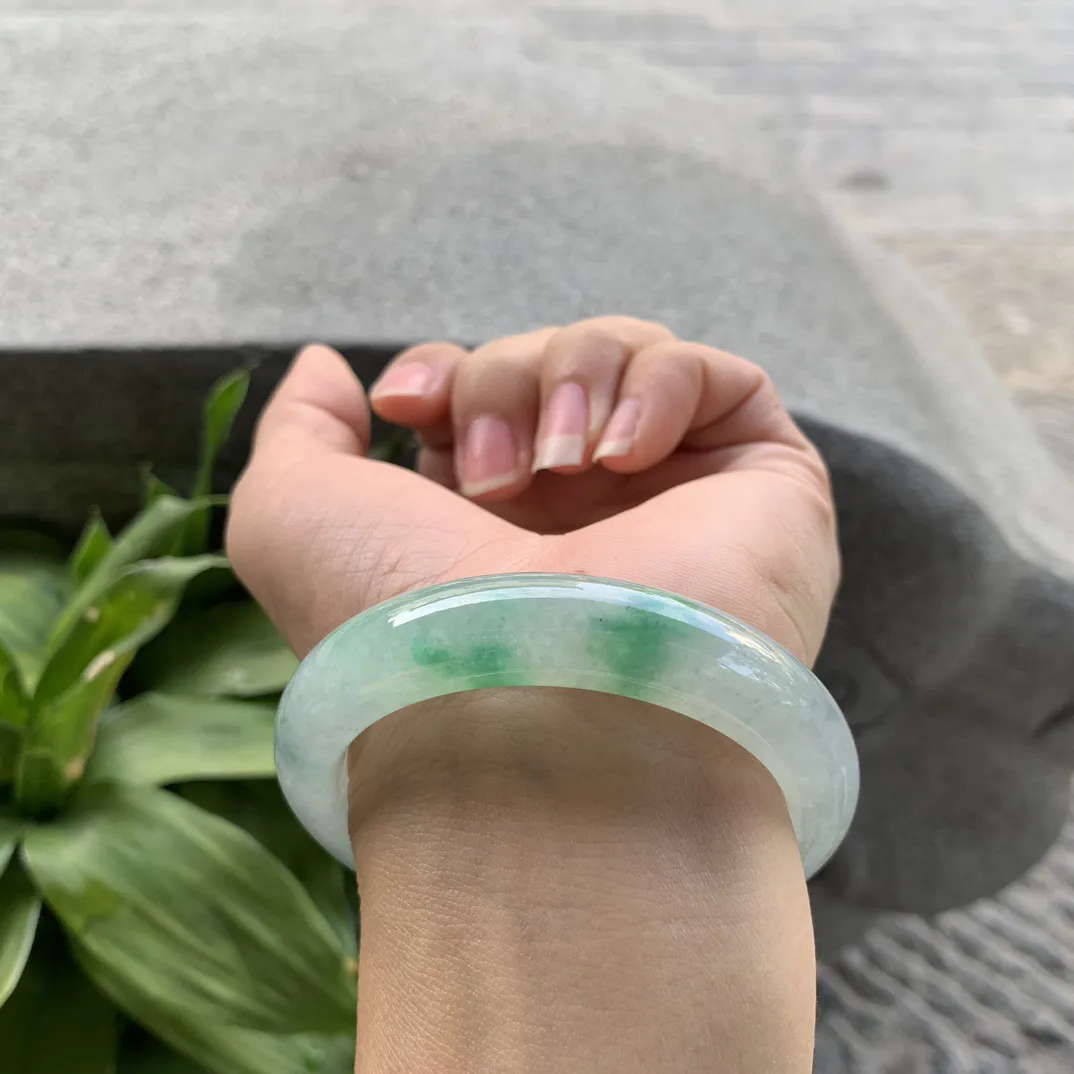 小圈口52.6-11.9-8.5 【冰飘绿正圈手镯】正圈52 53可戴