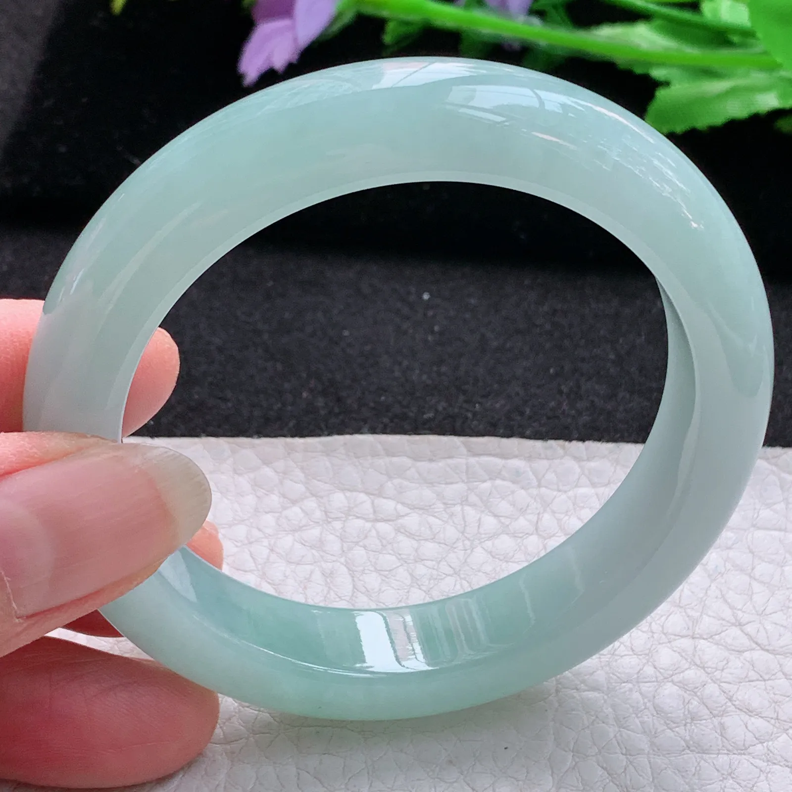 hf实拍55*12.3*8.8平安镯 缅甸翡翠a货玉手镯冰晴宽边玉手环