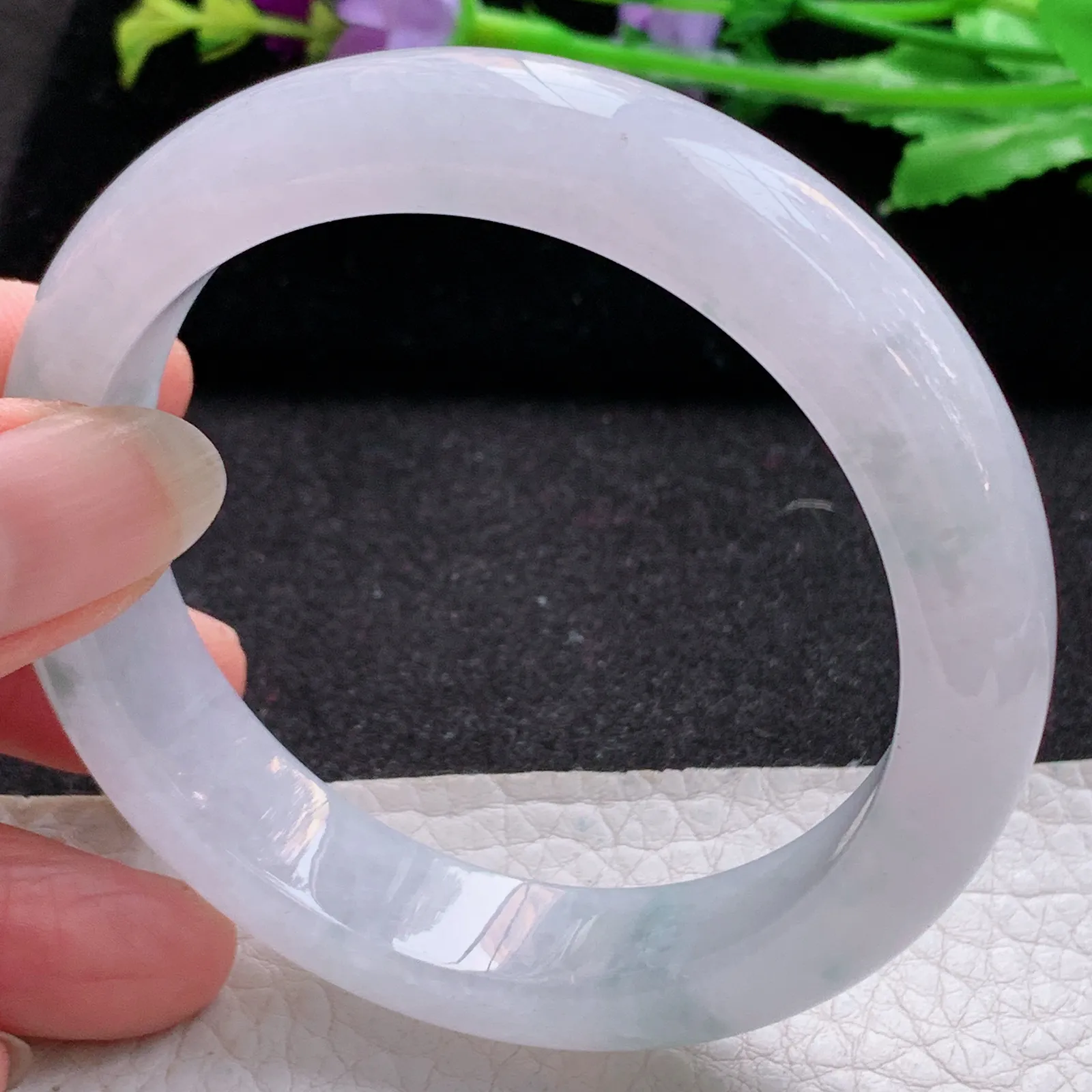 xo实拍57*13.2*8.5平安镯 缅甸翡翠a货玉手镯冰飘花宽边玉手环