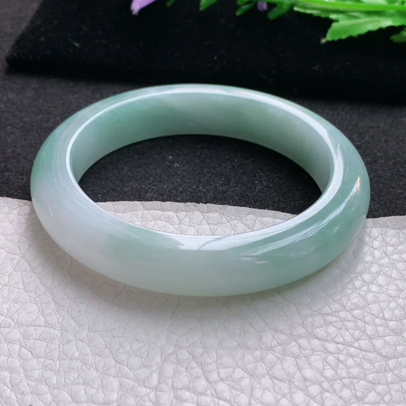 ss实拍58*12.2*9.5平安镯 缅甸翡翠a货玉手镯胶感清新厚装宽边玉手环