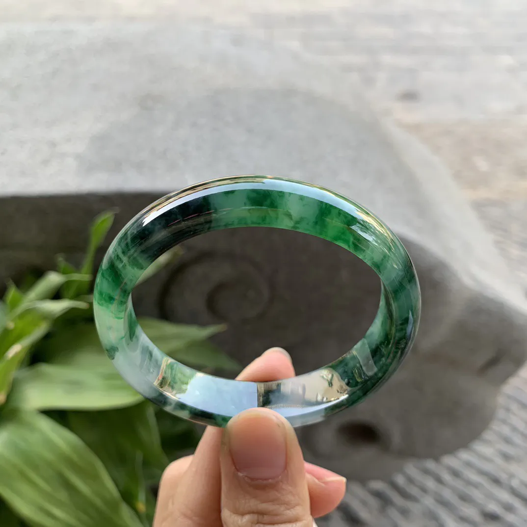 圈口 54.8-49.2-12.8-6.8【水墨绿贵妃手镯】贵妃54 55可戴