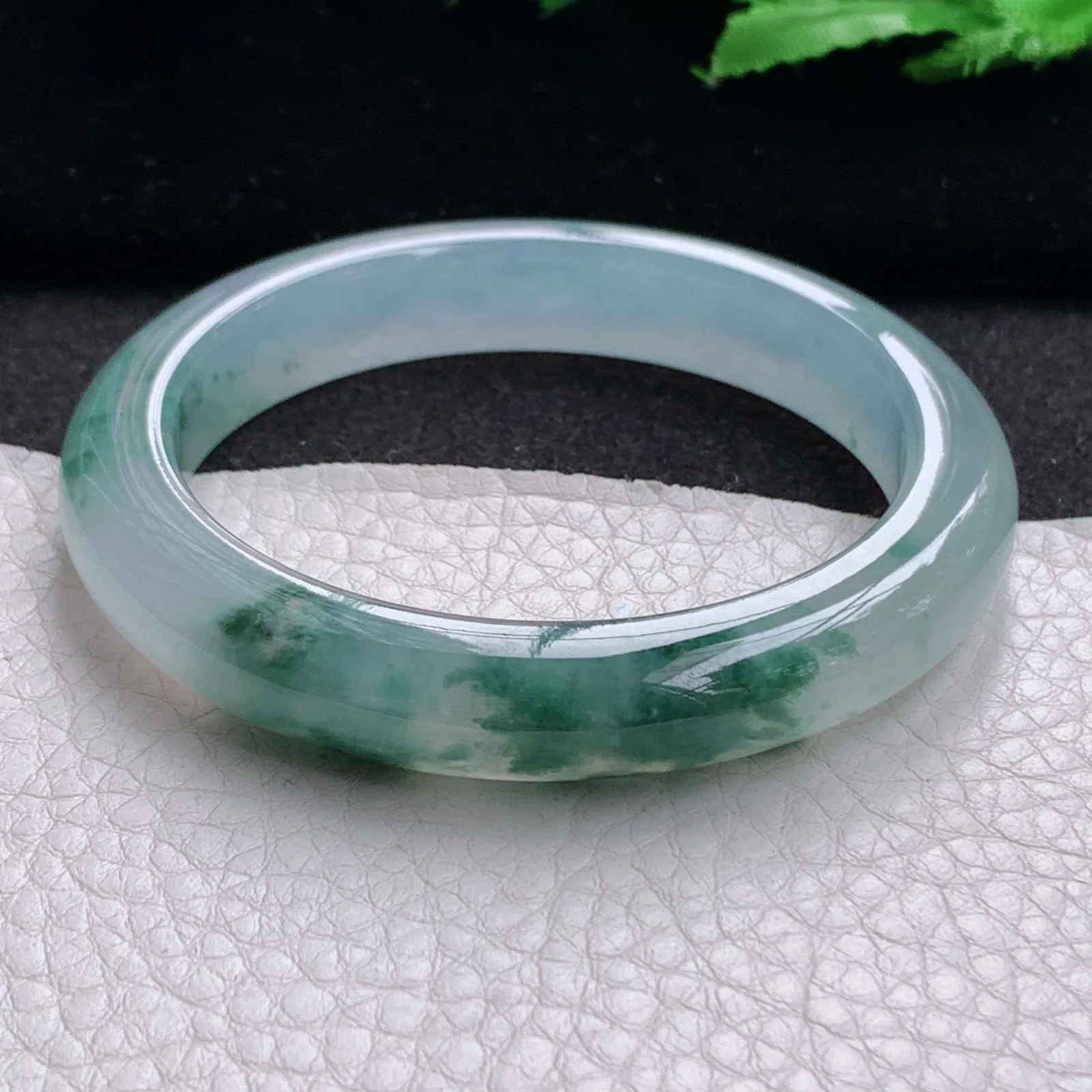 xo收藏级54.5*10.8*8.5平安镯 缅甸翡翠a货玉手镯冰种飘花宽边玉手环