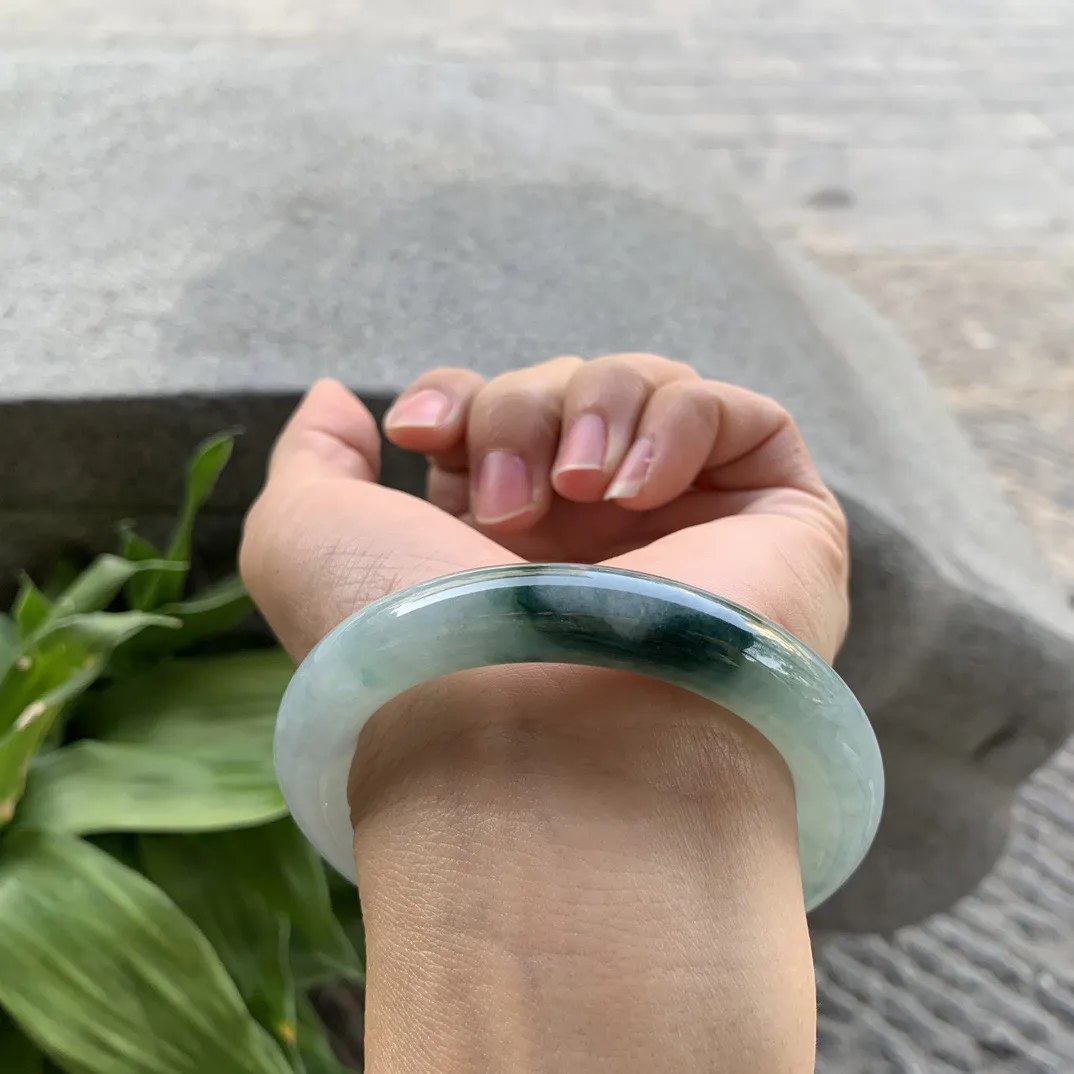 圈口 54-10.7【墨绿圆条手镯】圆条54 55可戴