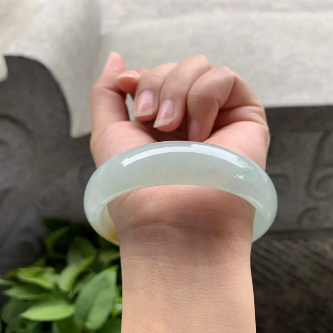 宽版大圈口58.5-15.5-6.8 【冰黄翡正圈手镯】正圈58 59可戴