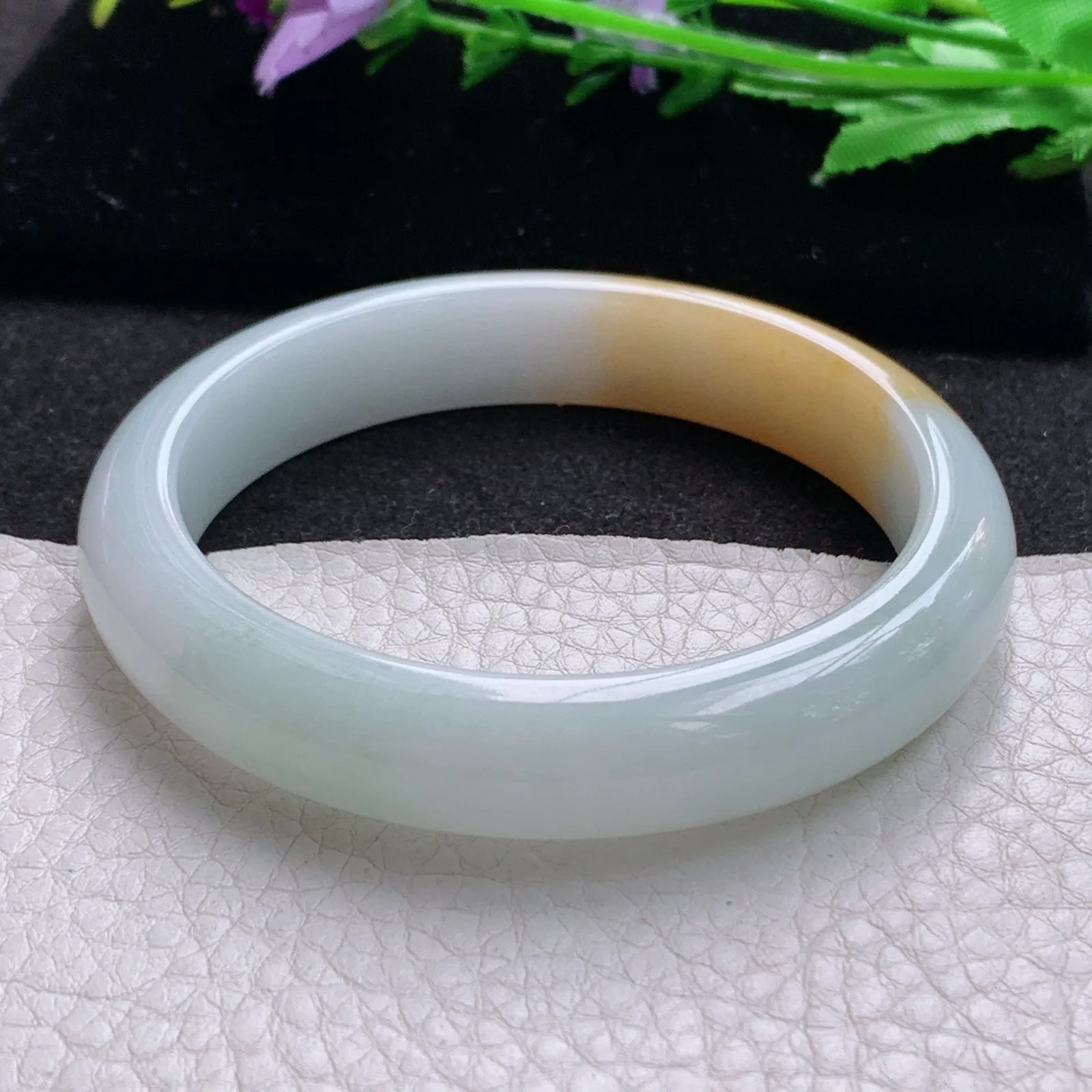 nr实拍58*12*8平安镯 缅甸翡翠a货玉手镯双彩宽边玉手环