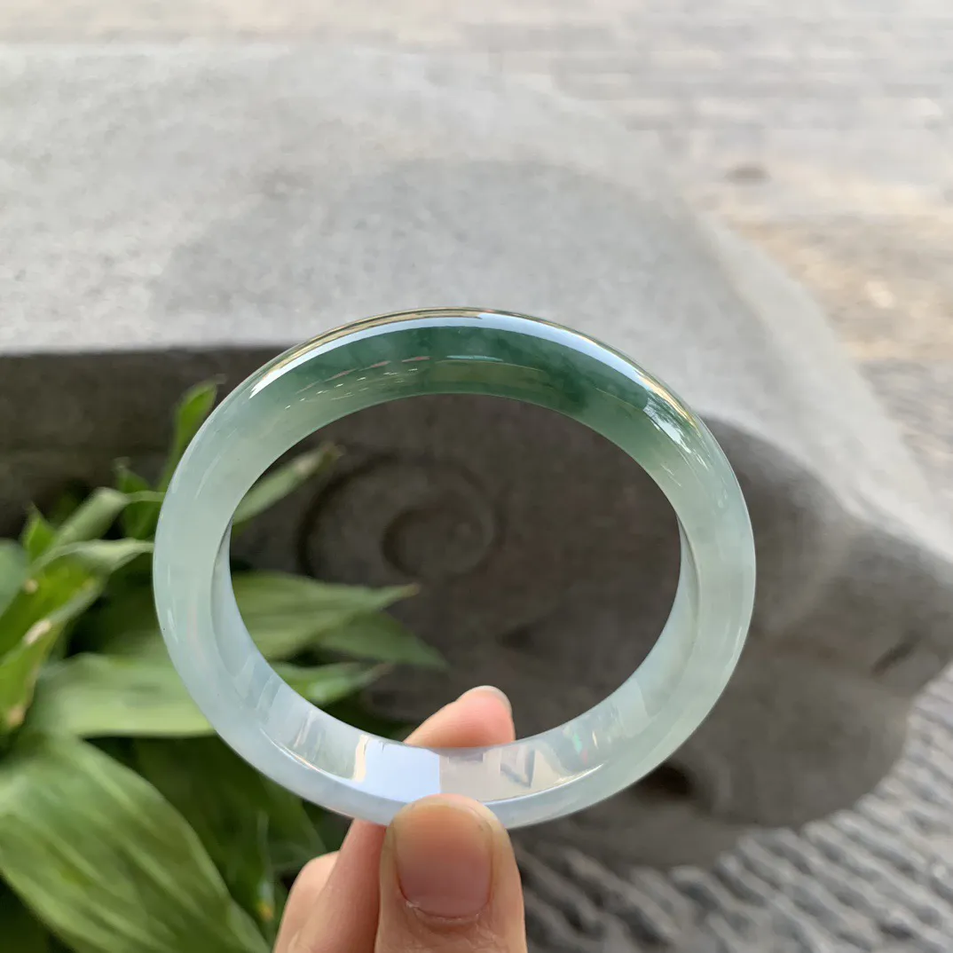 圈口57.8-12.5-7.8 【冰瓜绿正圈手镯】正圈57 58可戴