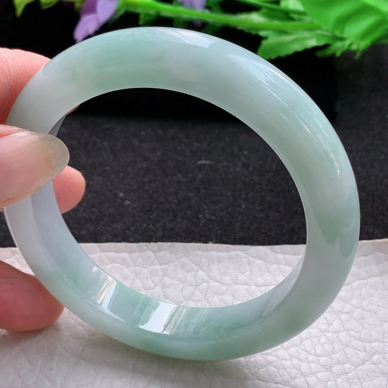 ss实拍58*12.2*9.5平安镯 缅甸翡翠a货玉手镯胶感清新厚装宽边玉手环