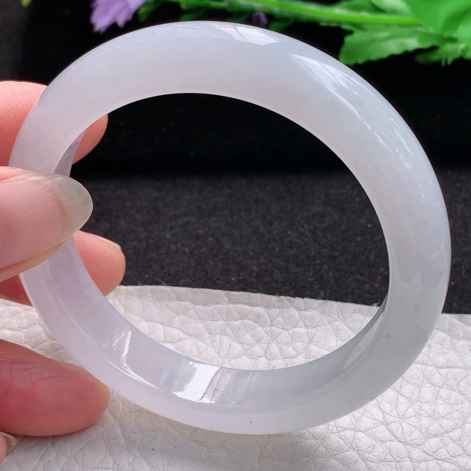 xo实拍54.5*12.6*8.3平安镯 缅甸翡翠a货玉手镯冰纯起光宽边玉手环