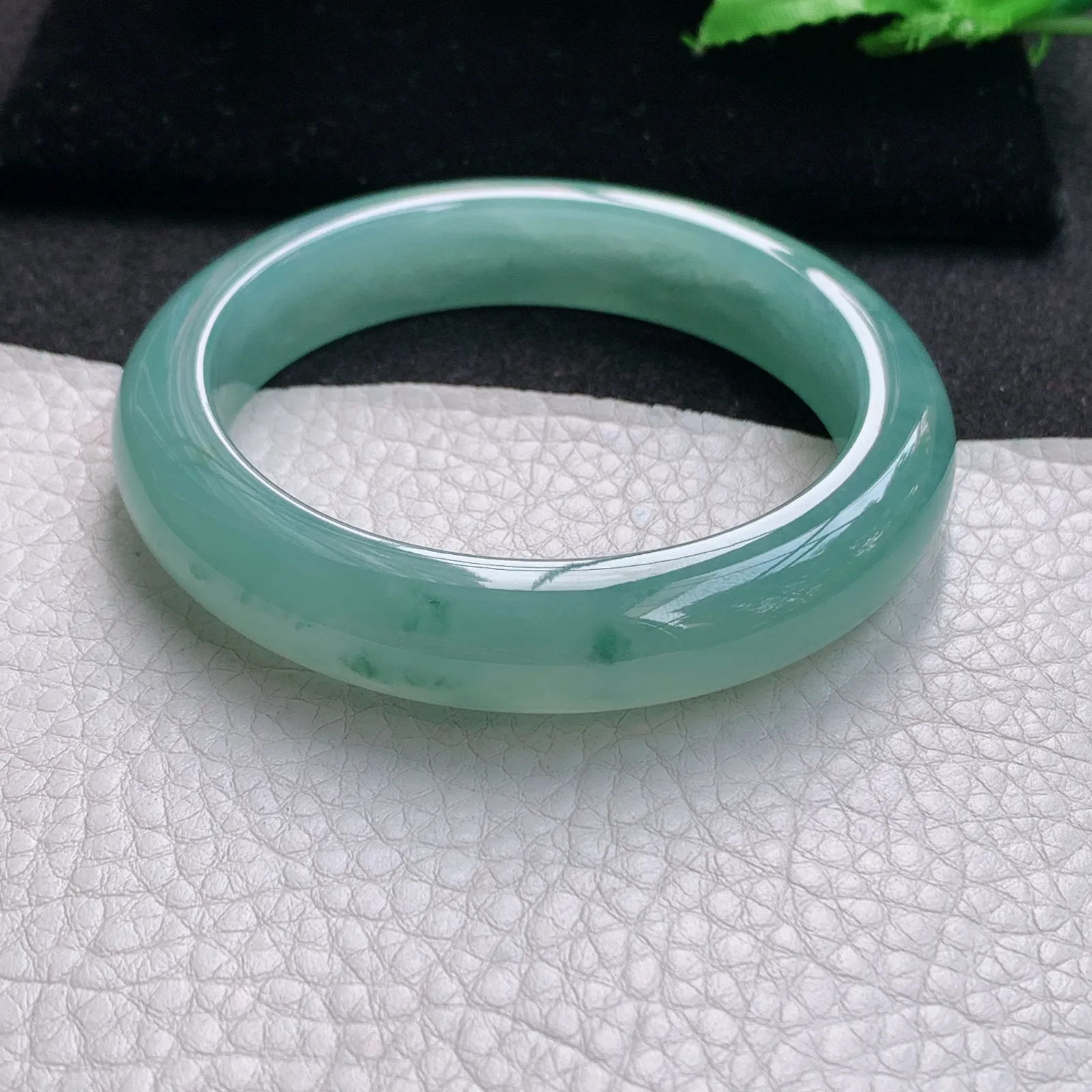 nr实拍57*12.3*9平安镯 缅甸翡翠a货玉手镯冰蓝韵厚装宽边玉手环
