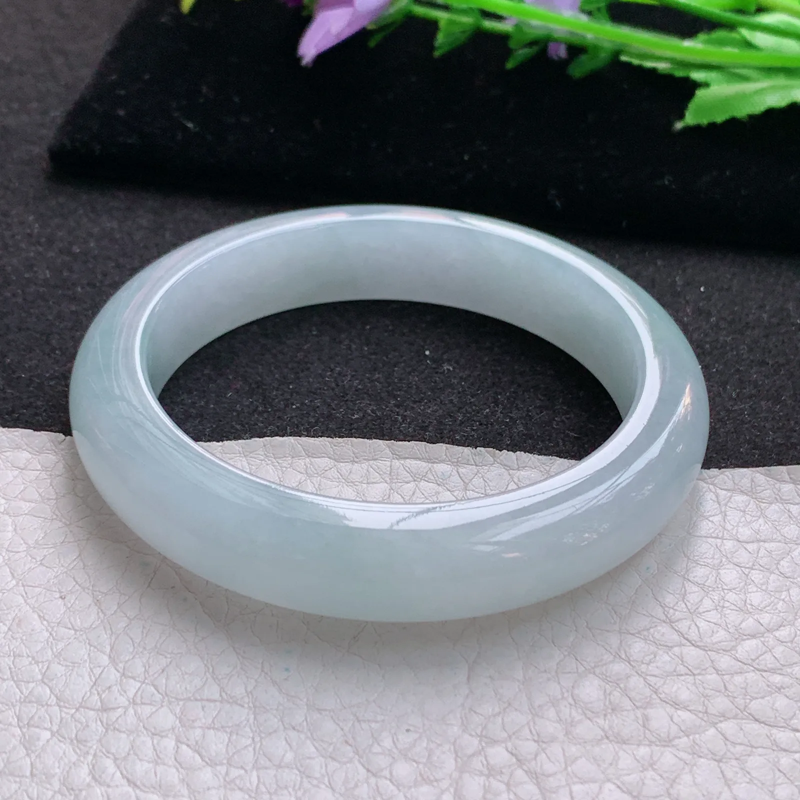 xo实拍56*12*8.8平安镯 缅甸翡翠a货玉手镯天空蓝韵宽边玉手环