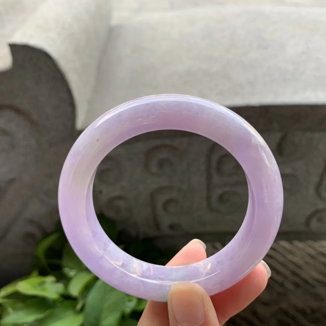 圈口55.7-12.7-10.4 【紫底飘绿正圈手镯】正圈55 56可戴