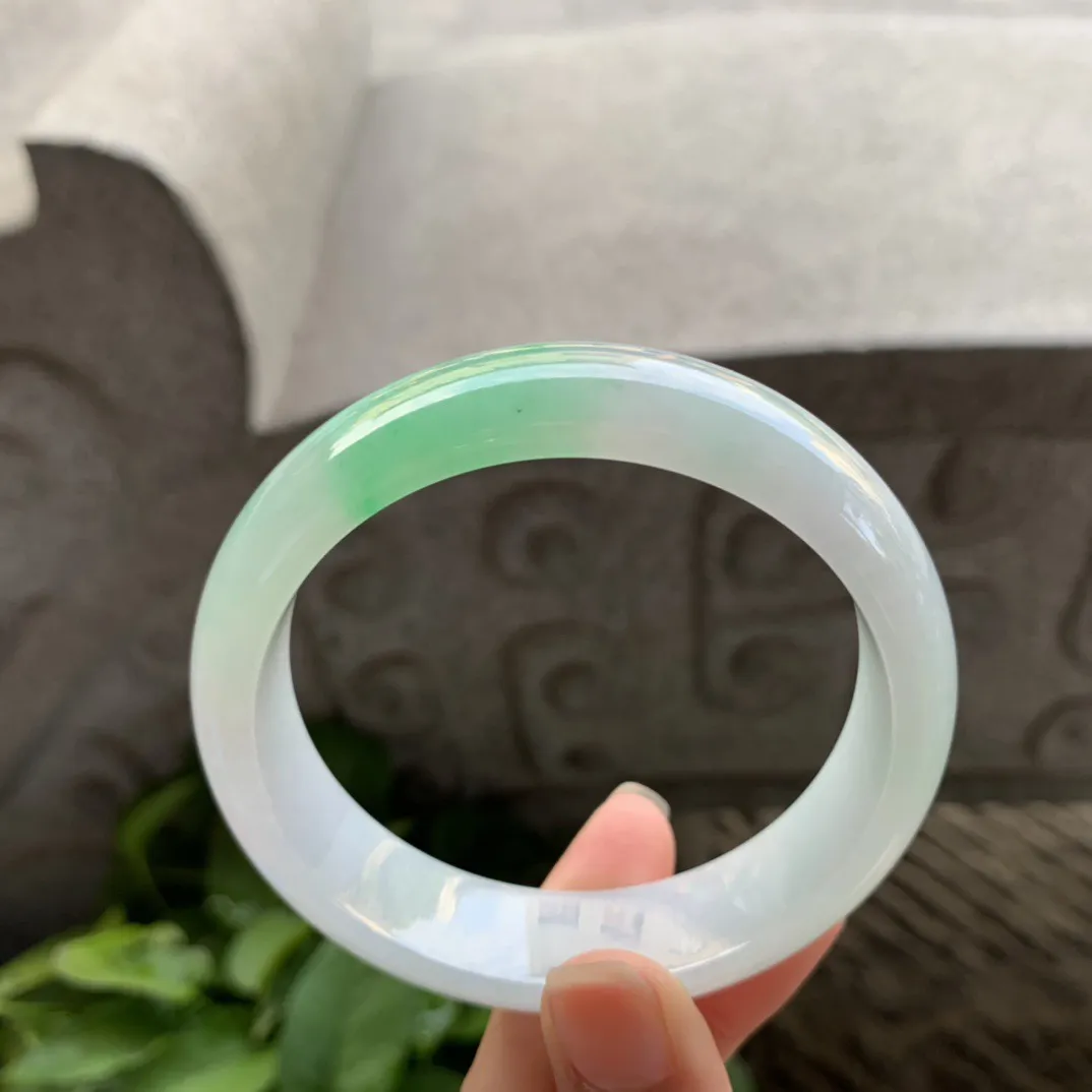 宽版大圈口59-15.7-7.8 【冰飘阳绿正圈手镯】正圈59 60可戴