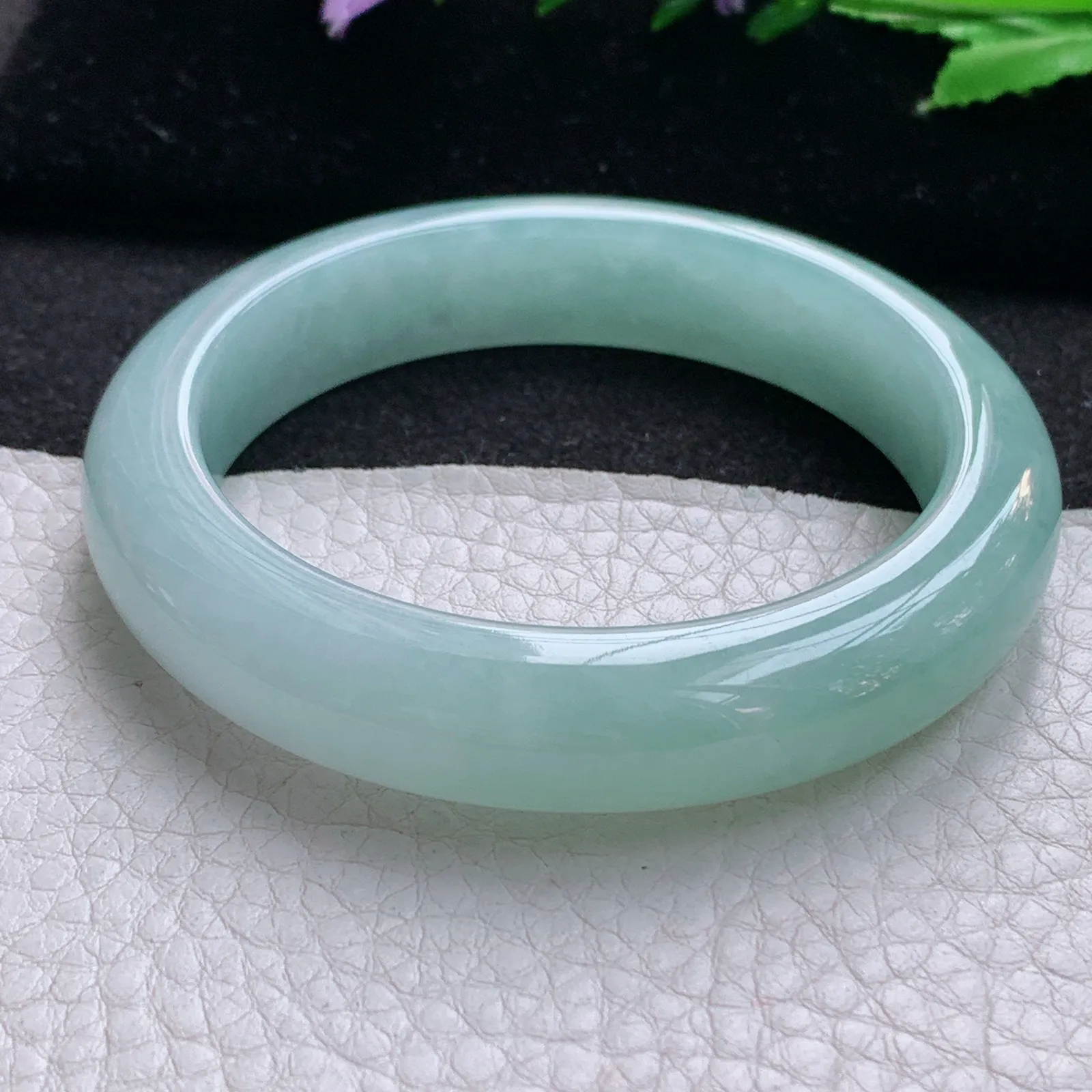 hf实拍55*12.3*8.8平安镯 缅甸翡翠a货玉手镯冰晴宽边玉手环