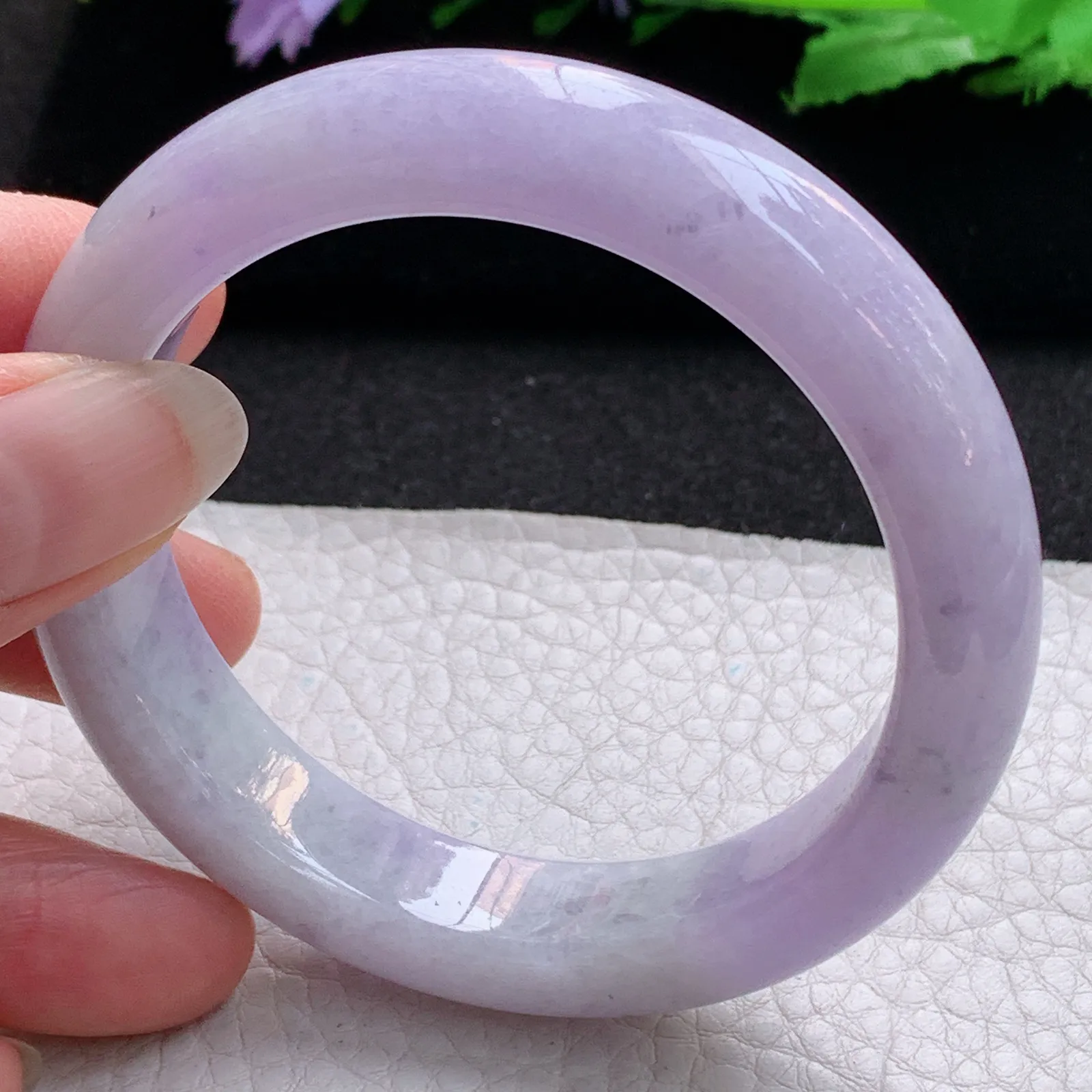 ss实拍55*12.8*8.8平安镯 缅甸翡翠a货玉手镯粉紫宽边玉手环