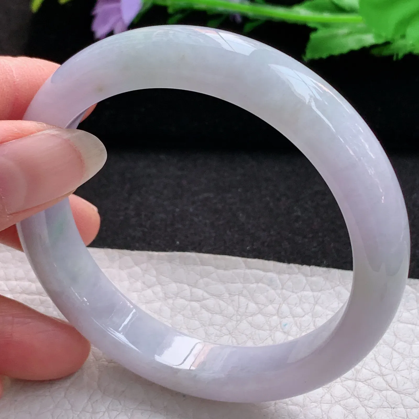 ay实拍59*12.5*8.5平安镯 缅甸翡翠a货玉手镯淡春带彩宽边玉手环