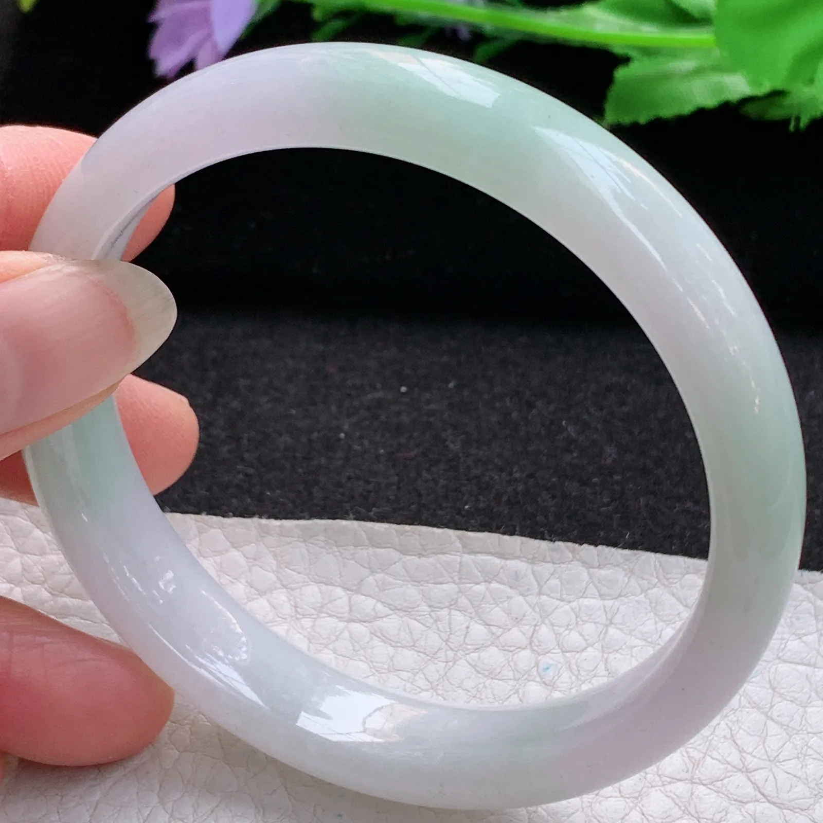 ss大圈口60*12.5*7平安镯 缅甸翡翠a货玉手镯洋春带彩宽边玉手环