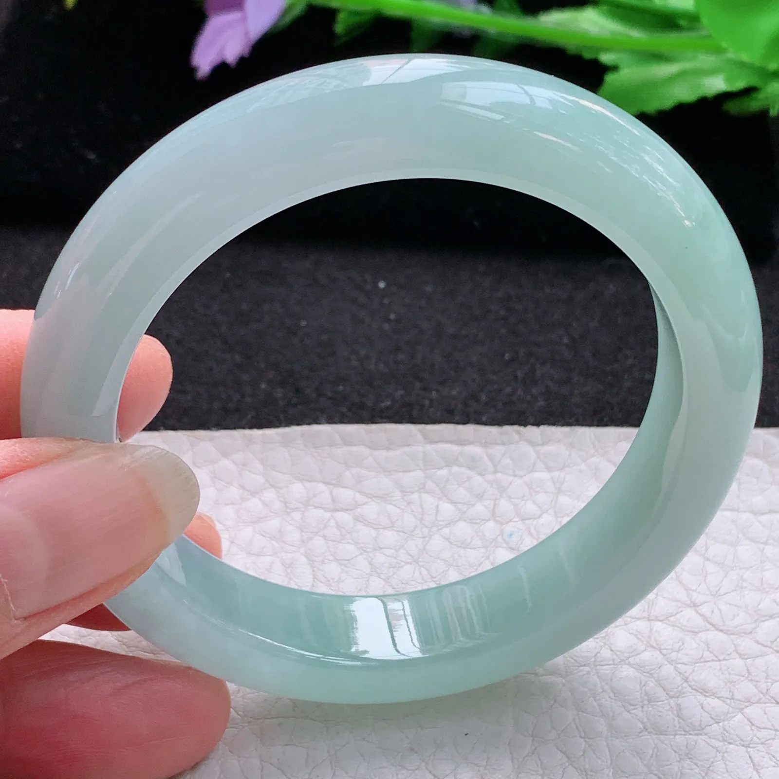 hf实拍55*12.3*8.8平安镯 缅甸翡翠a货玉手镯冰晴宽边玉手环