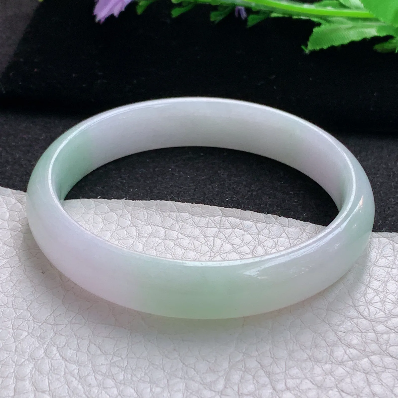 ss大圈口60*12.5*7平安镯 缅甸翡翠a货玉手镯洋春带彩宽边玉手环