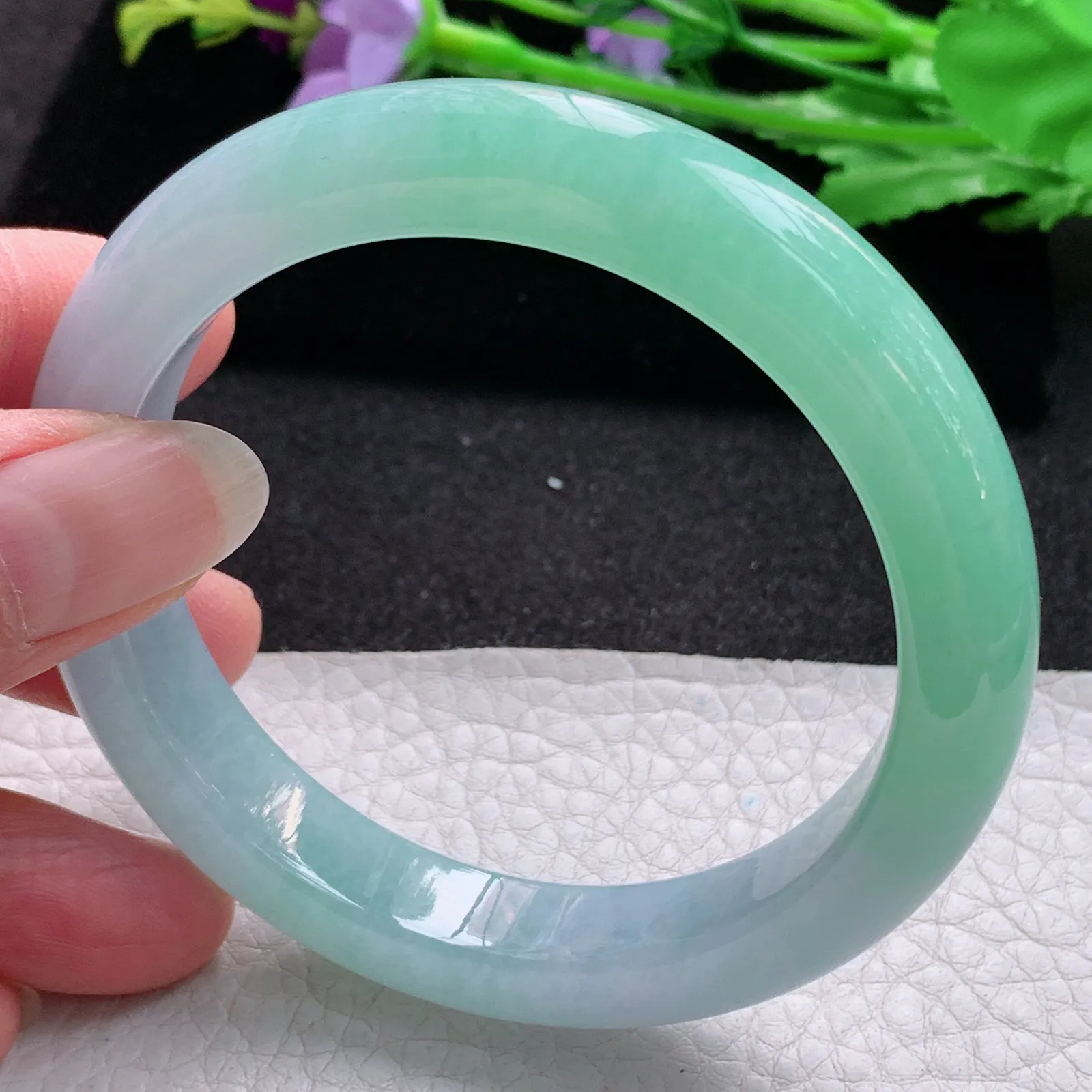 hf收藏级58*11.7*8.8平安镯 缅甸翡翠a货玉手镯冰双彩宽边玉手环