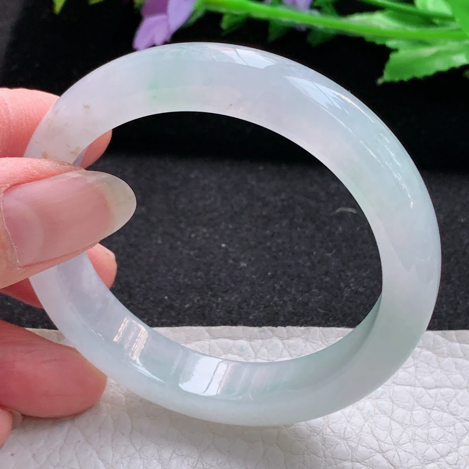 xo实拍53*11.8*8平安镯 缅甸翡翠a货玉手镯冰爽清新宽边玉手环