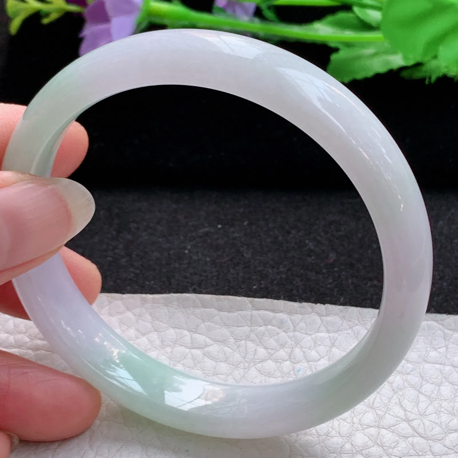 ss大圈口60*12.5*7平安镯 缅甸翡翠a货玉手镯洋春带彩宽边玉手环