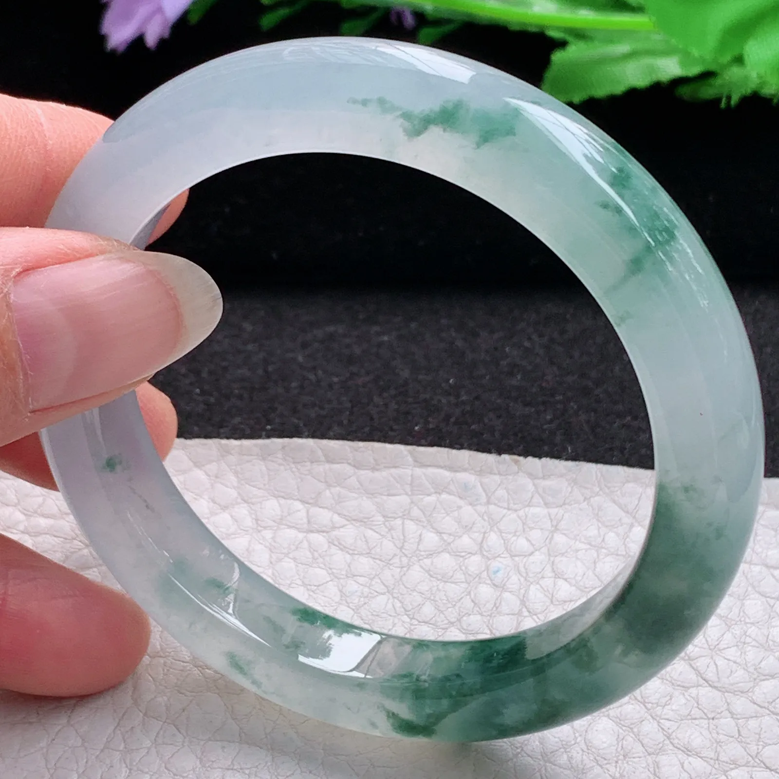 xo收藏级54.5*10.8*8.5平安镯 缅甸翡翠a货玉手镯冰种飘花宽边玉手环