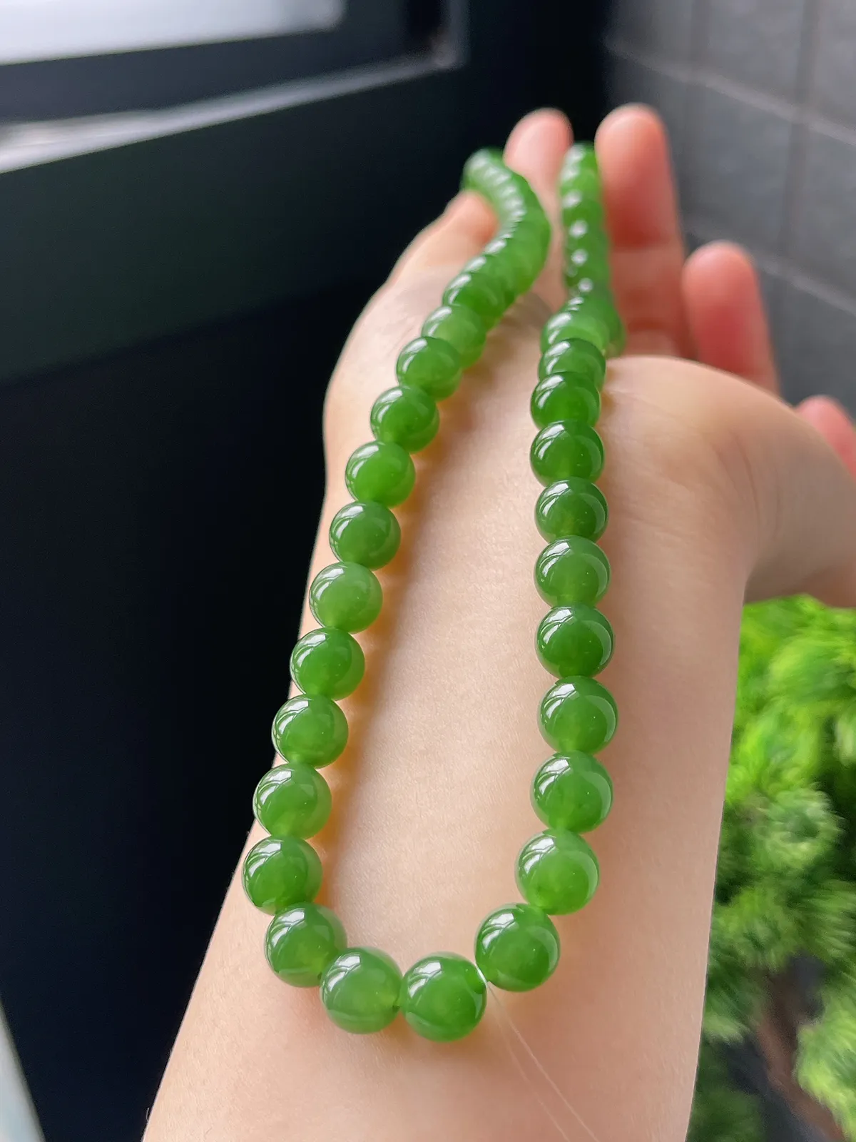 和田玉碧玉精品珠串8mm