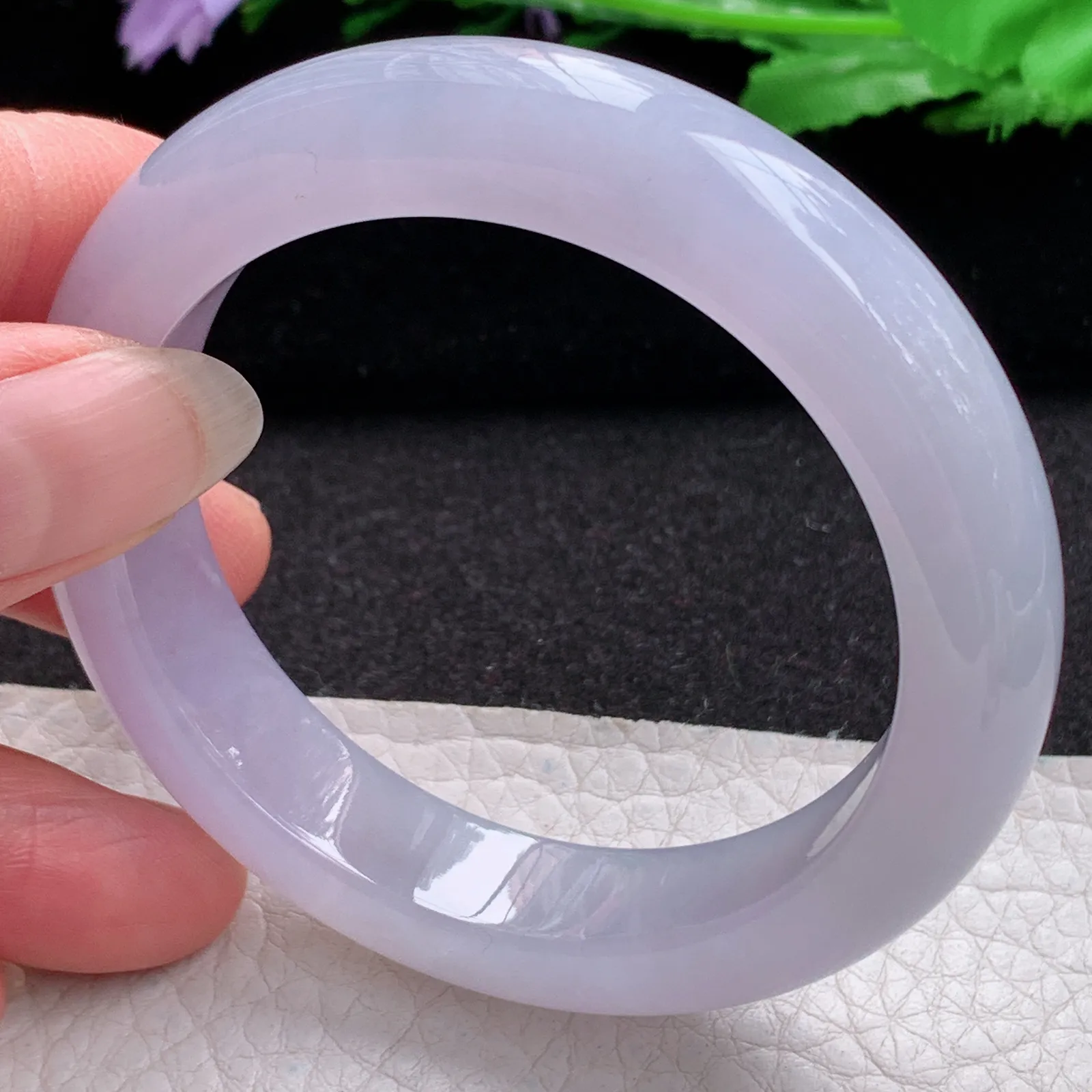 xo实拍53*12.5*9平安镯 缅甸翡翠a货玉手镯冰紫厚装宽边玉手环