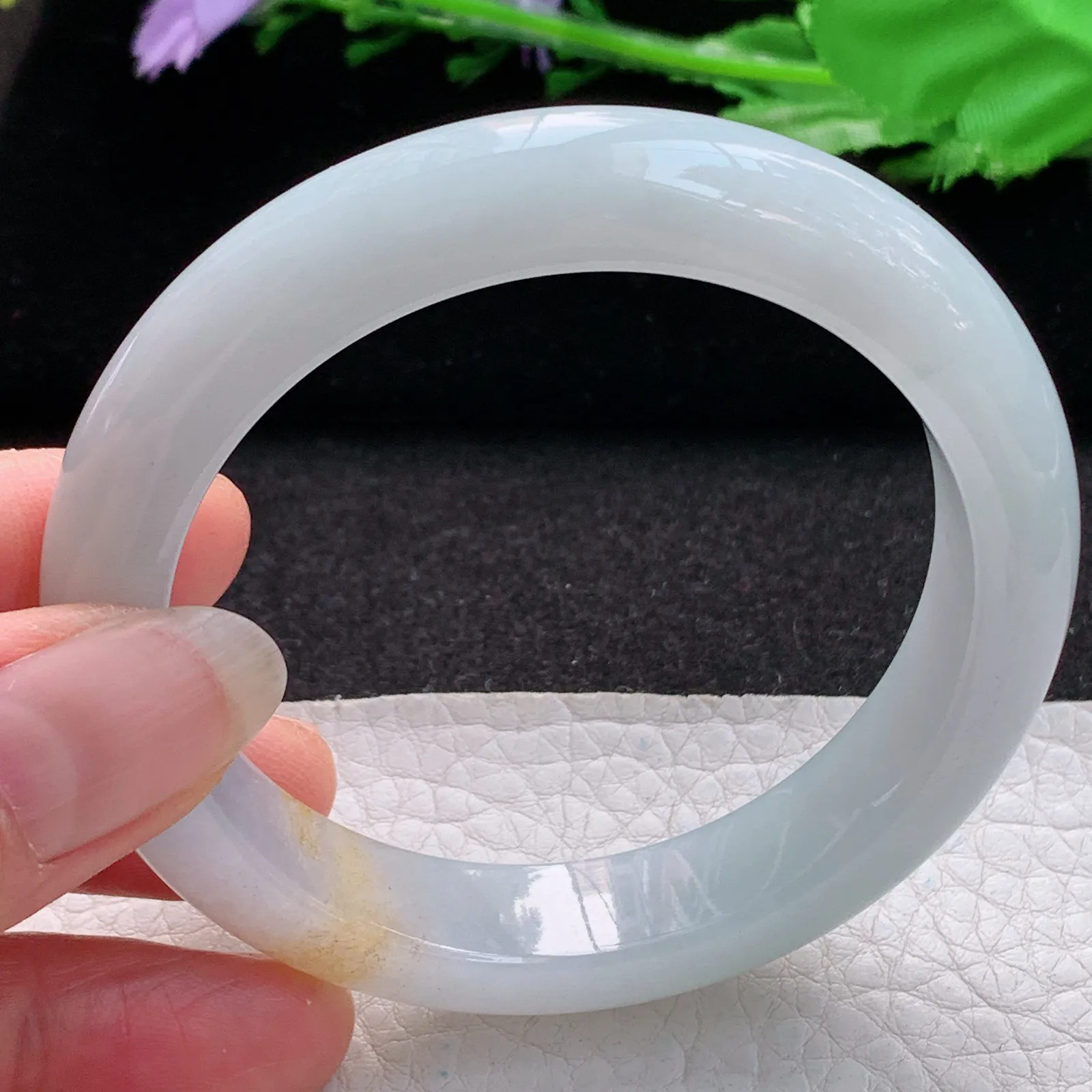 h实拍54.5*12.8*8.6平安镯 缅甸翡翠a货玉手镯胶感双彩宽边玉手环