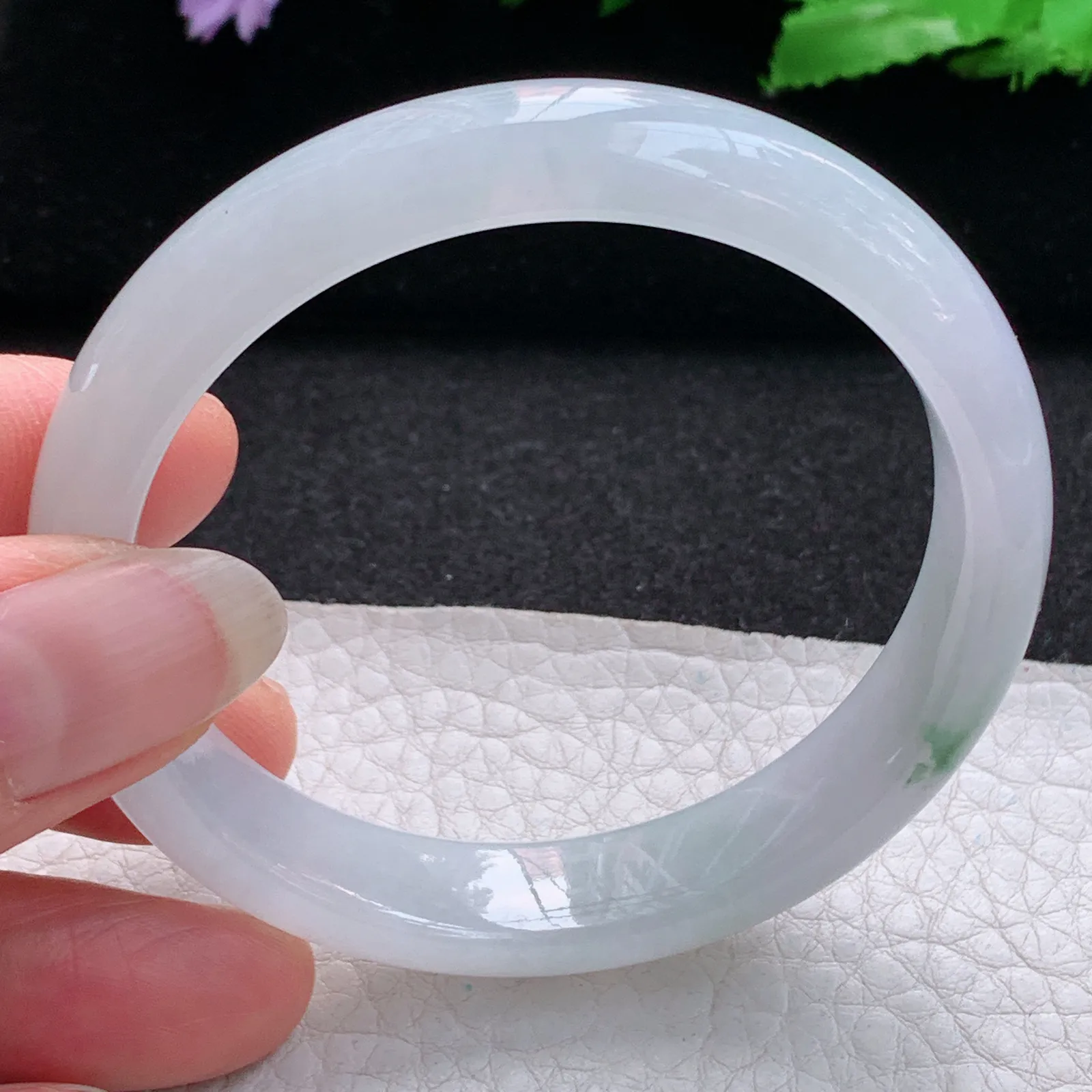 ay实拍55*11.8*7平安镯 缅甸翡翠a货玉手镯清爽飘花宽边玉手环