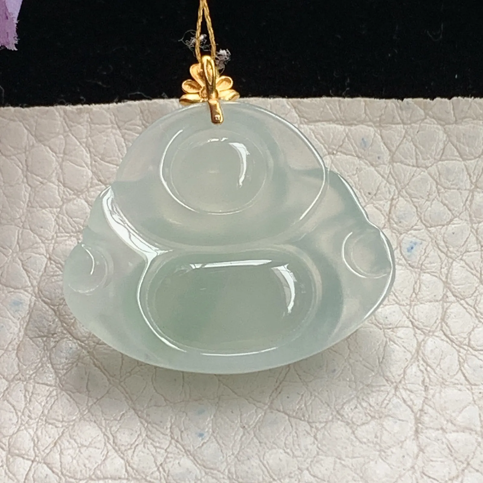 ws实拍24*28.5*6缅甸翡翠精雕冰种佛公 开心佛玉吊坠 玉挂件