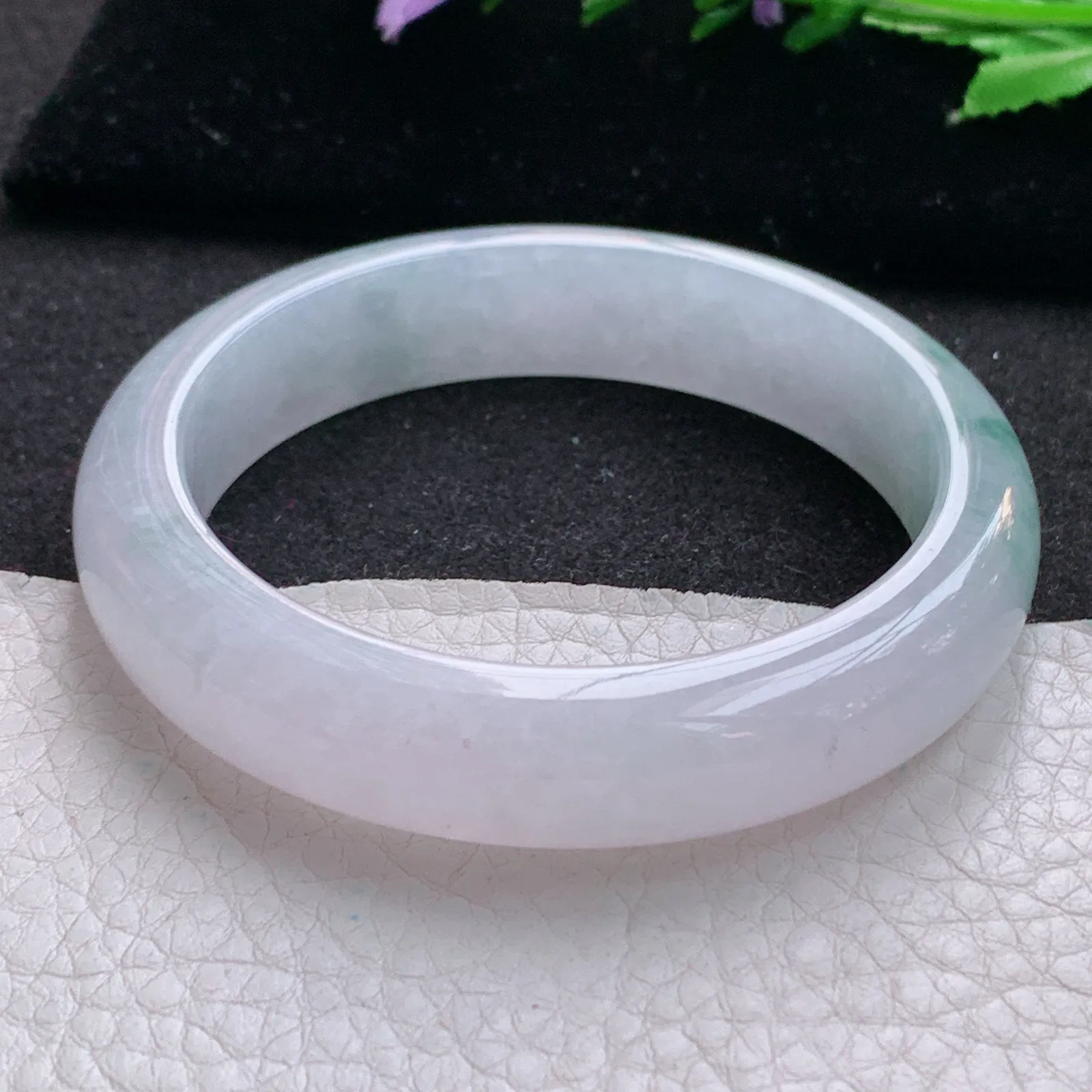 xo实拍57*13.2*8.5平安镯 缅甸翡翠a货玉手镯冰飘花宽边玉手环