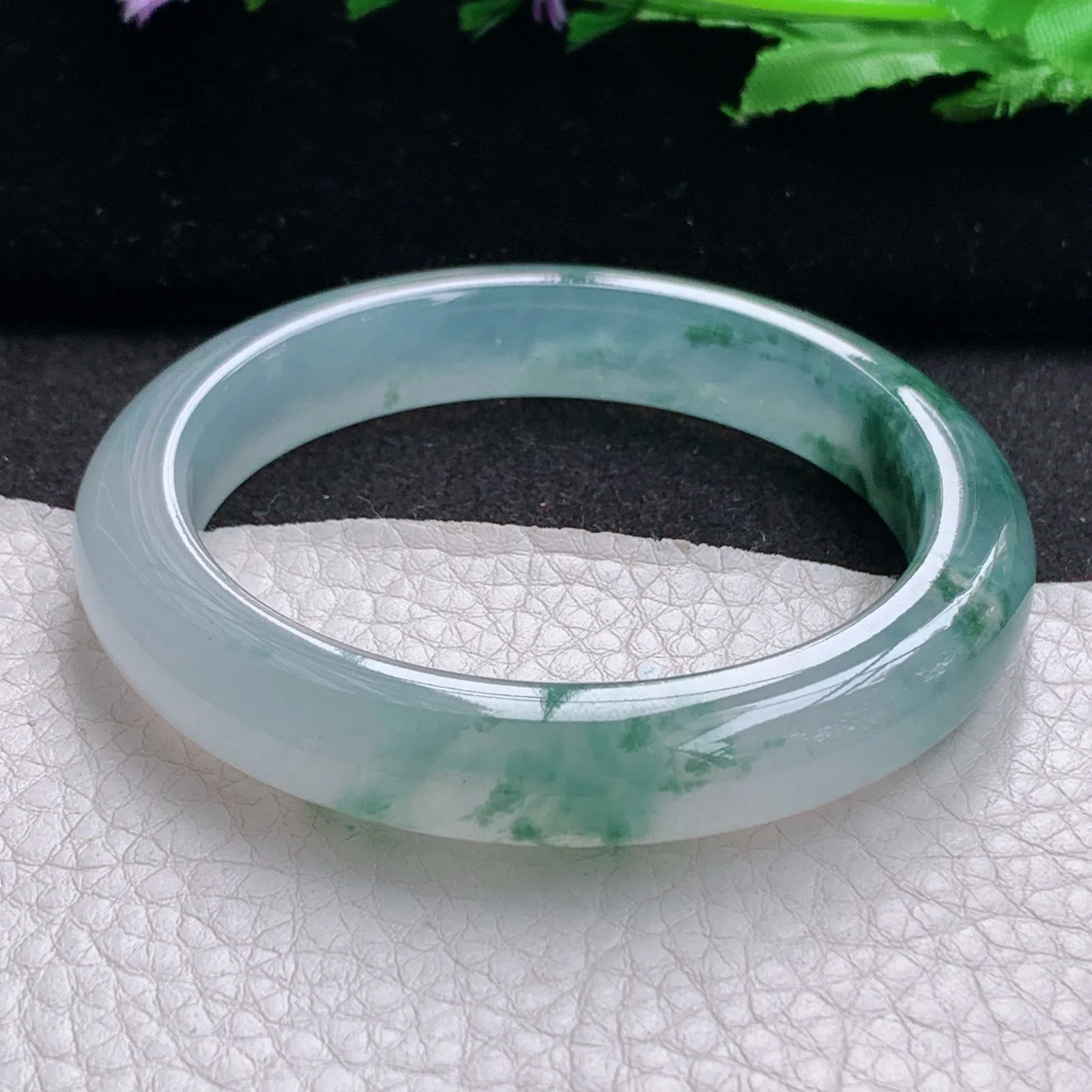 xo收藏级54.5*10.8*8.5平安镯 缅甸翡翠a货玉手镯冰种飘花宽边玉手环