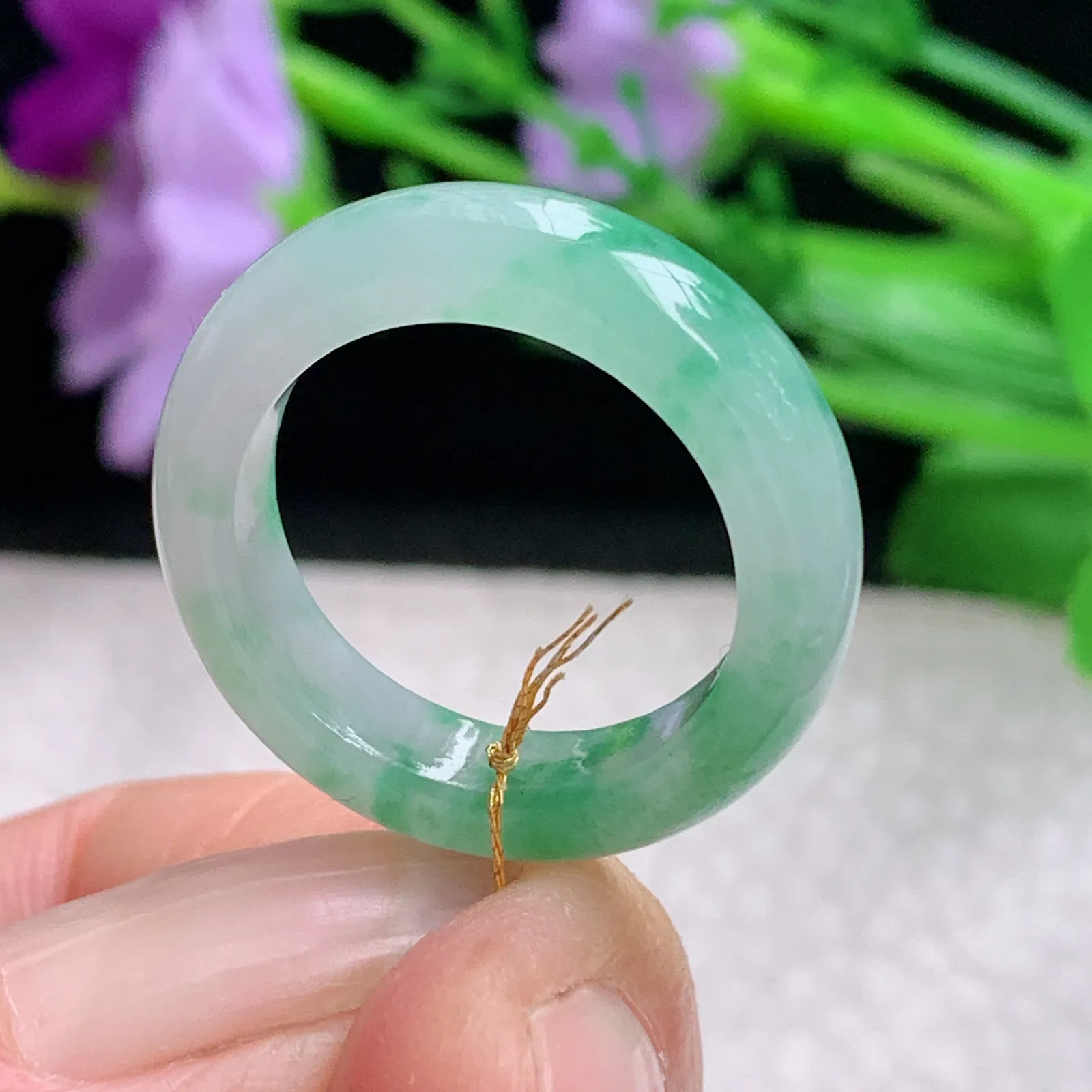 ws实拍18*5*3.4缅甸翡翠精雕飘绿18mm内径指环 玉戒指