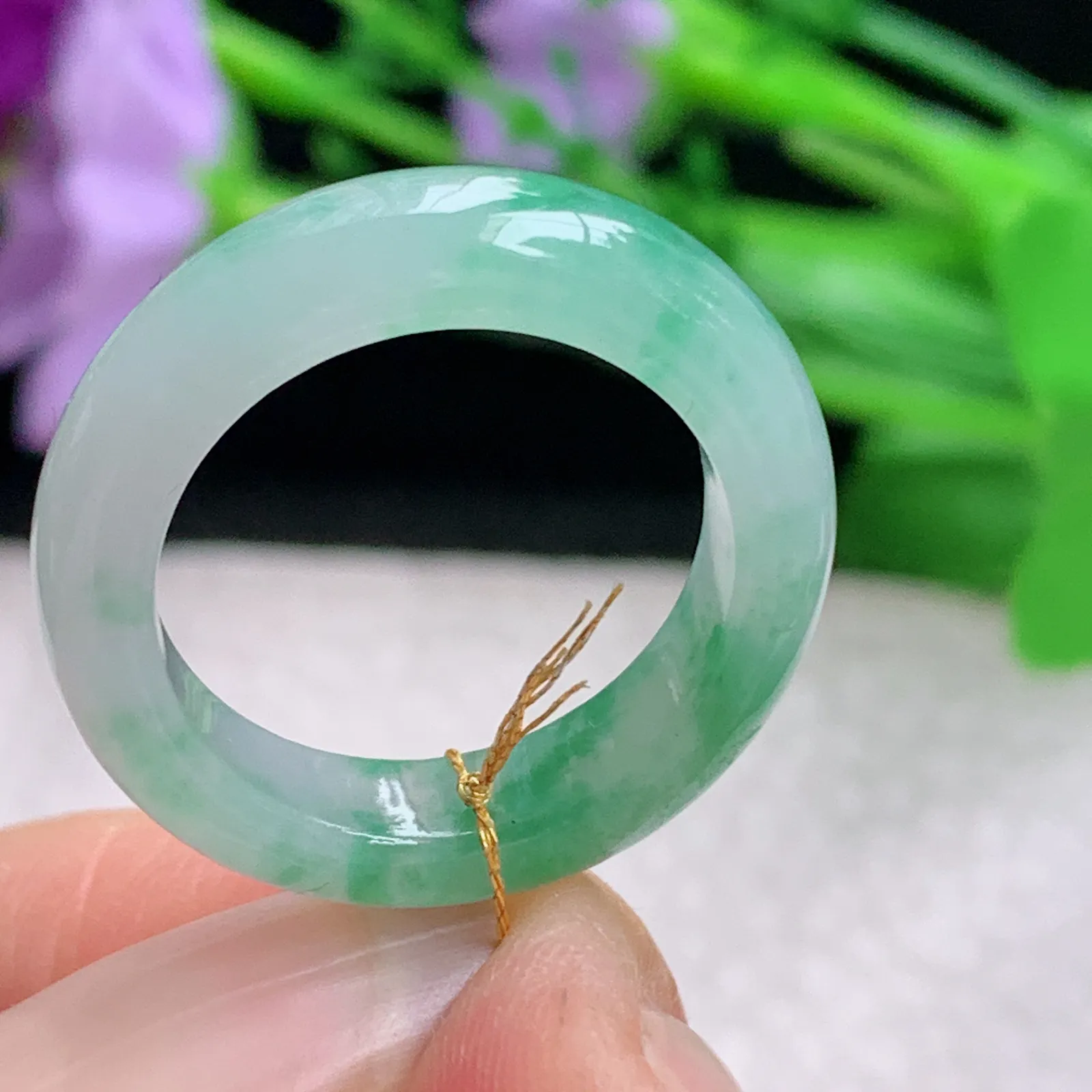 ws实拍18*5*3.4缅甸翡翠精雕飘绿18mm内径指环 玉戒指