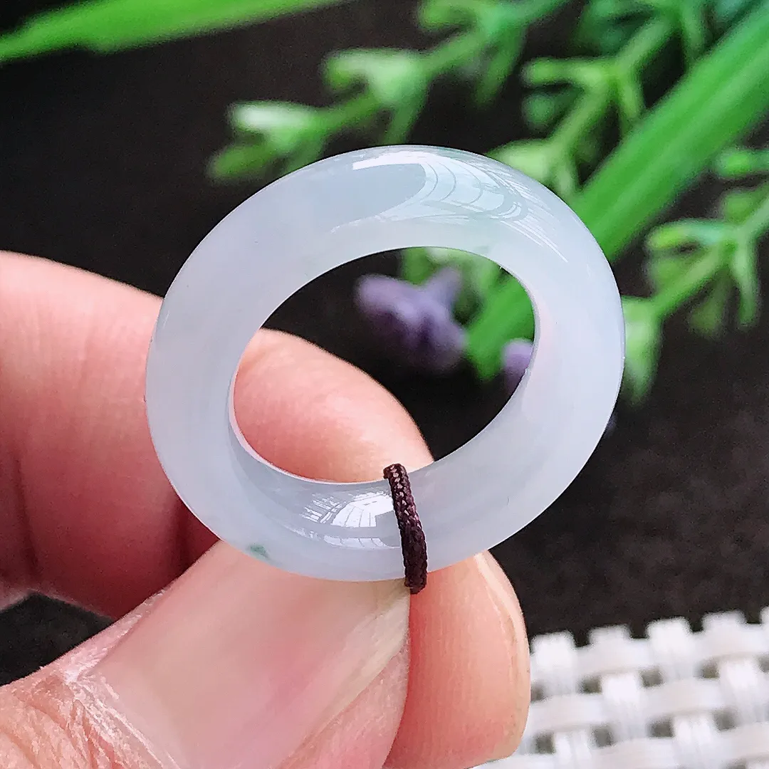 实拍A货翡翠14.8/5.5/4.2老坑冰胶果冻紫罗兰飘花小戒指翡翠指环