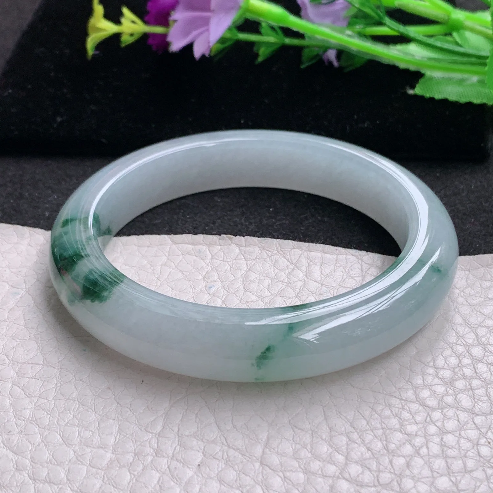 ll实拍57.5*11.8*9.3天然缅甸翡翠手镯冰飘正圈平安镯宽版镯子