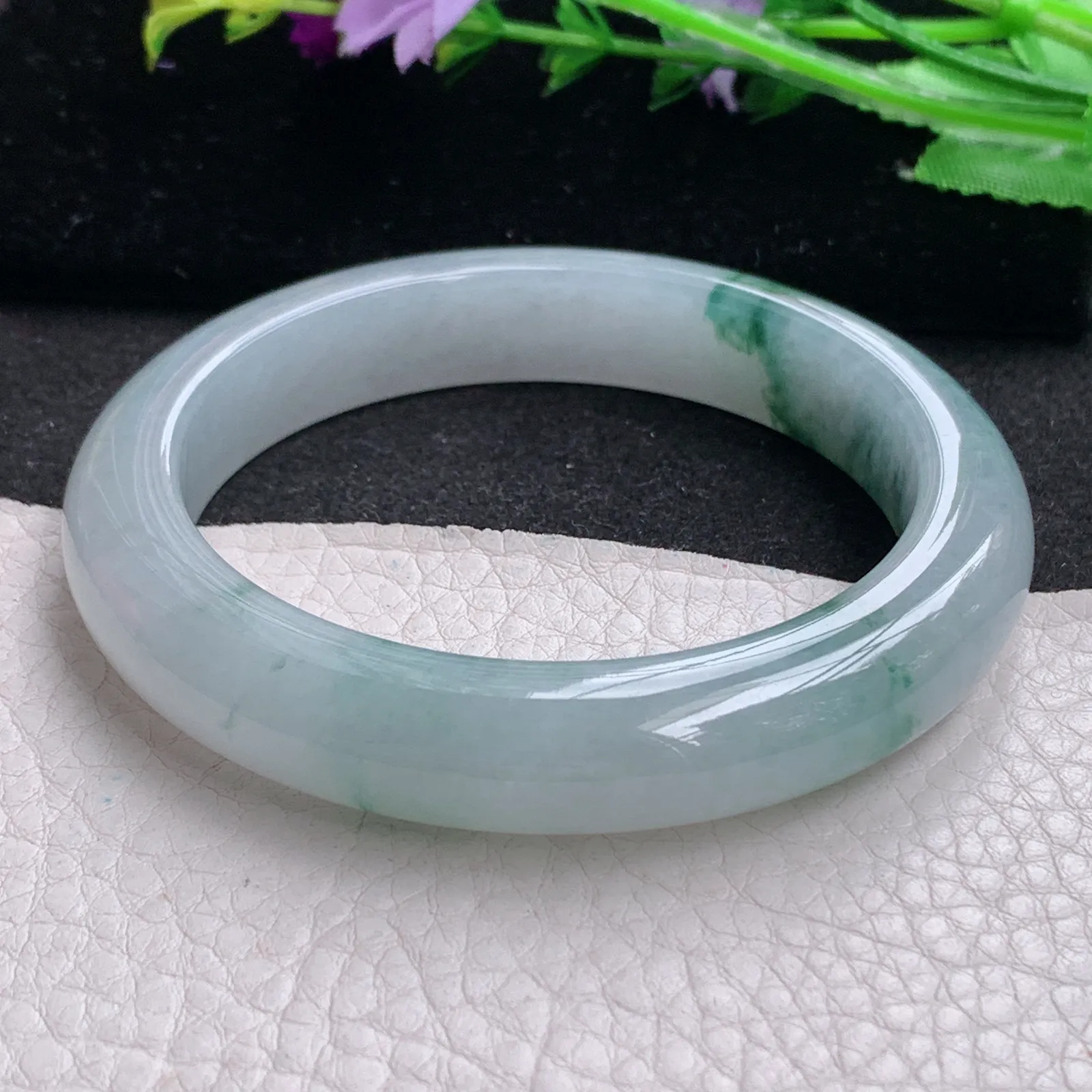 ll实拍57.5*11.8*9.3天然缅甸翡翠手镯冰飘正圈平安镯宽版镯子