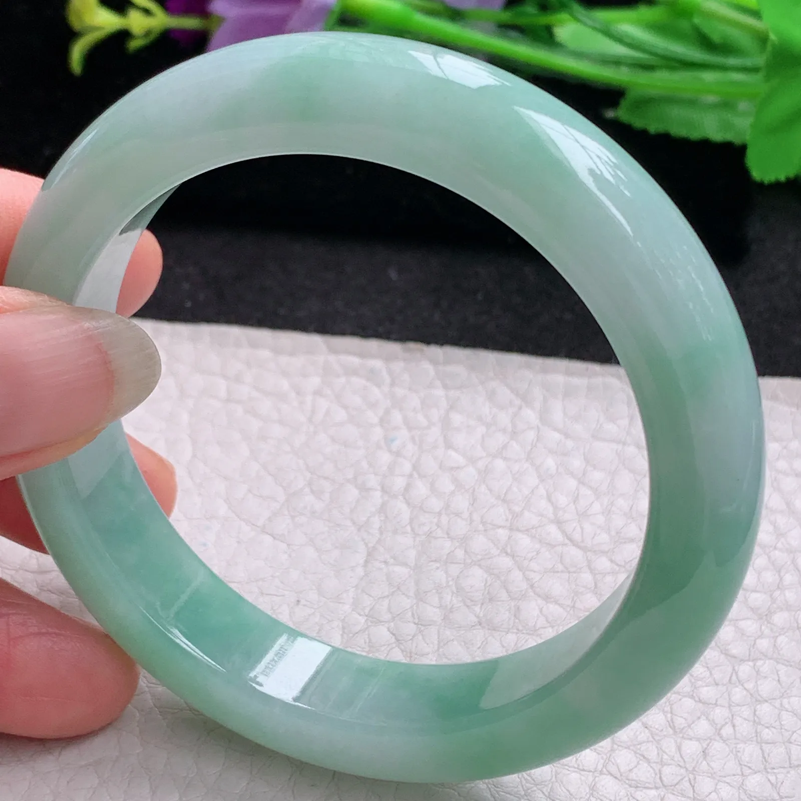 nr实拍56*13*9缅甸翡翠a货玉手镯清新正圈平安镯宽版玉手环