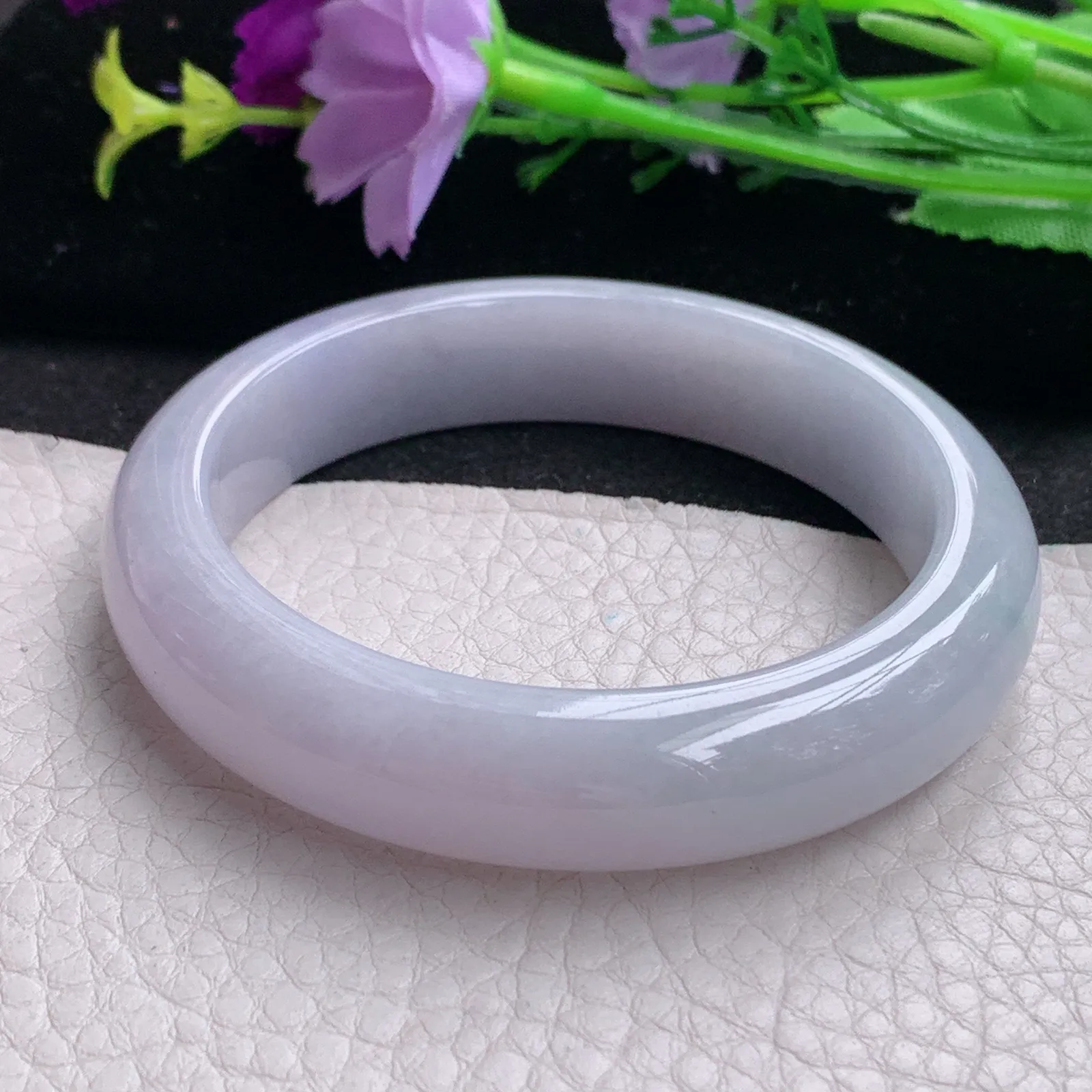 nr实拍53.5*12.6*8.5缅甸翡翠a货玉手镯紫罗兰正圈平安镯宽版玉手环