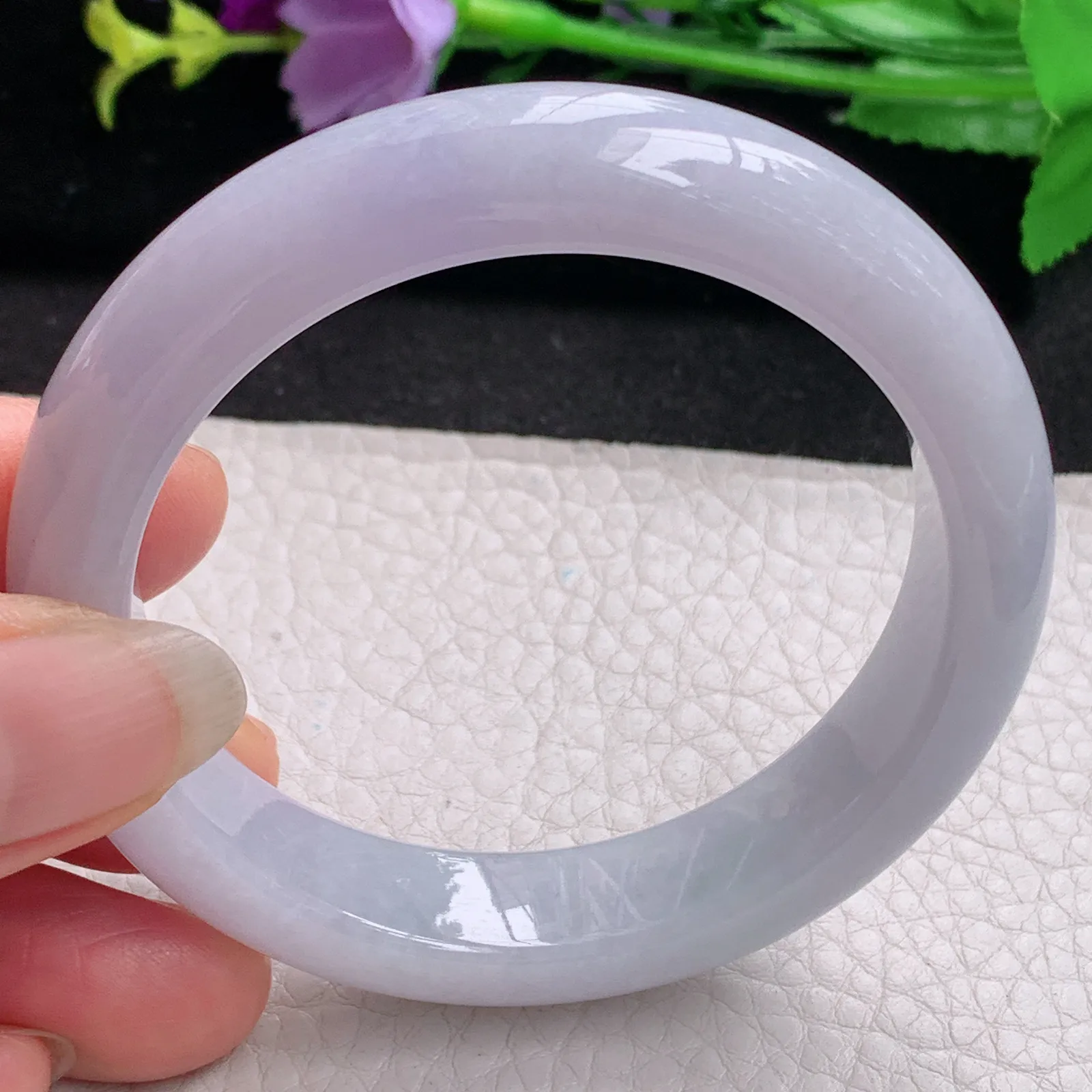 nr实拍53.5*12.6*8.5缅甸翡翠a货玉手镯紫罗兰正圈平安镯宽版玉手环