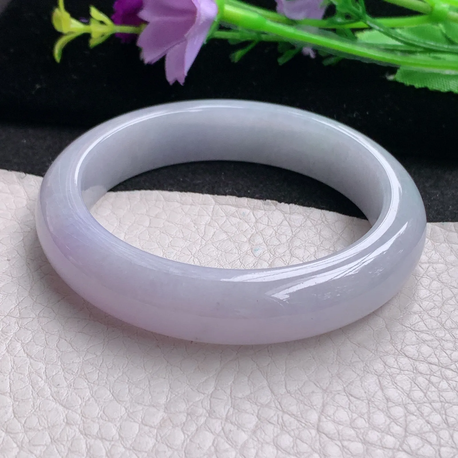 nr实拍53.5*12.6*8.5缅甸翡翠a货玉手镯紫罗兰正圈平安镯宽版玉手环