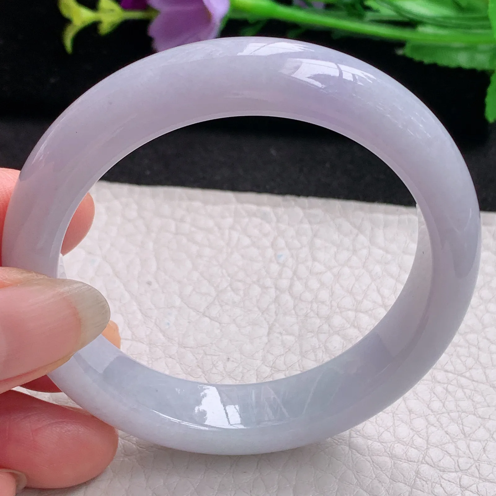 nr实拍53.5*12.6*8.5缅甸翡翠a货玉手镯紫罗兰正圈平安镯宽版玉手环